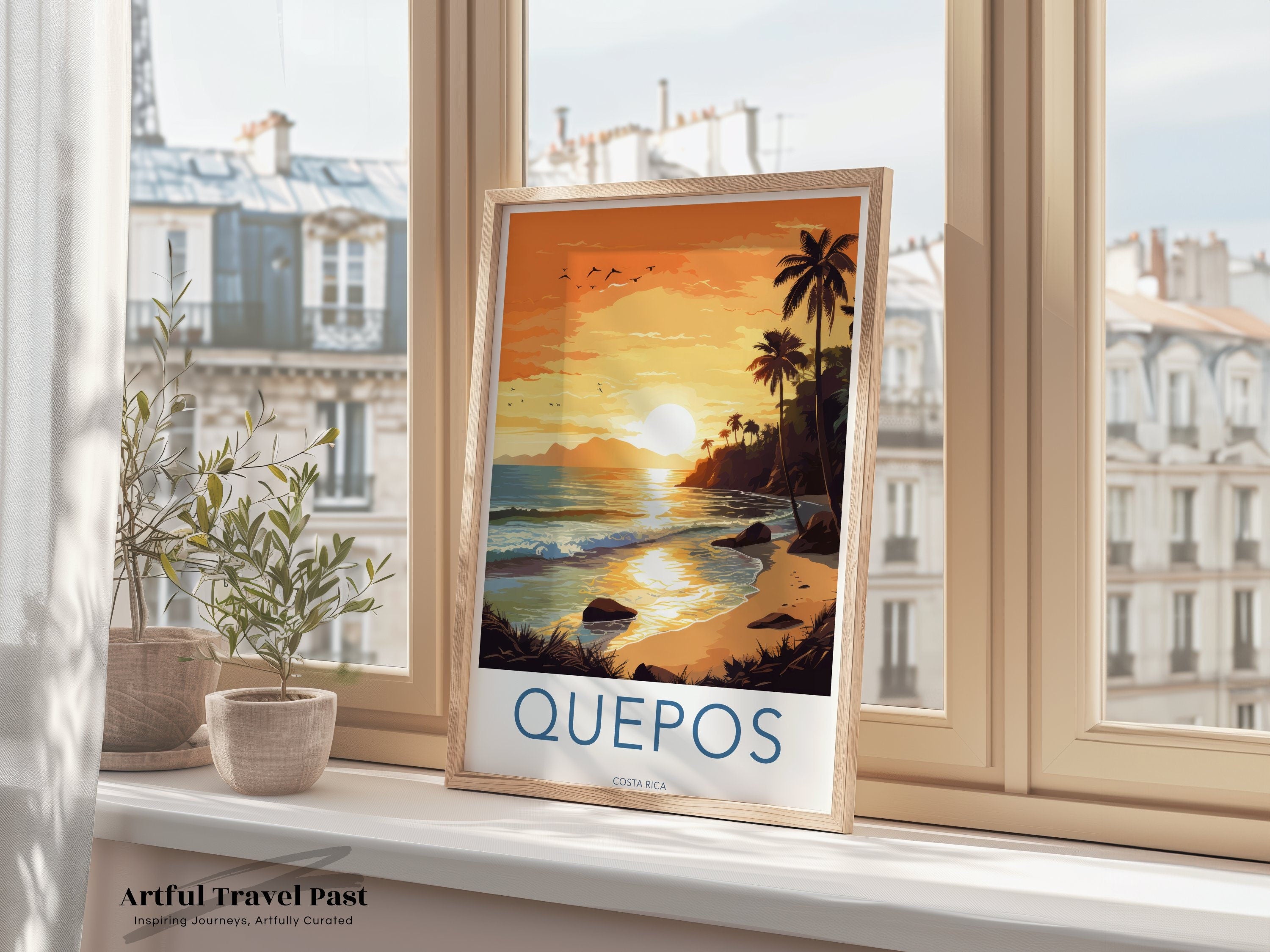 Quepos Costa Rica Sunset Beach Art, Tropical Paradise Wall Print, Coastal Decor, Nature Landscape Poster, Eco-Friendly Artwork