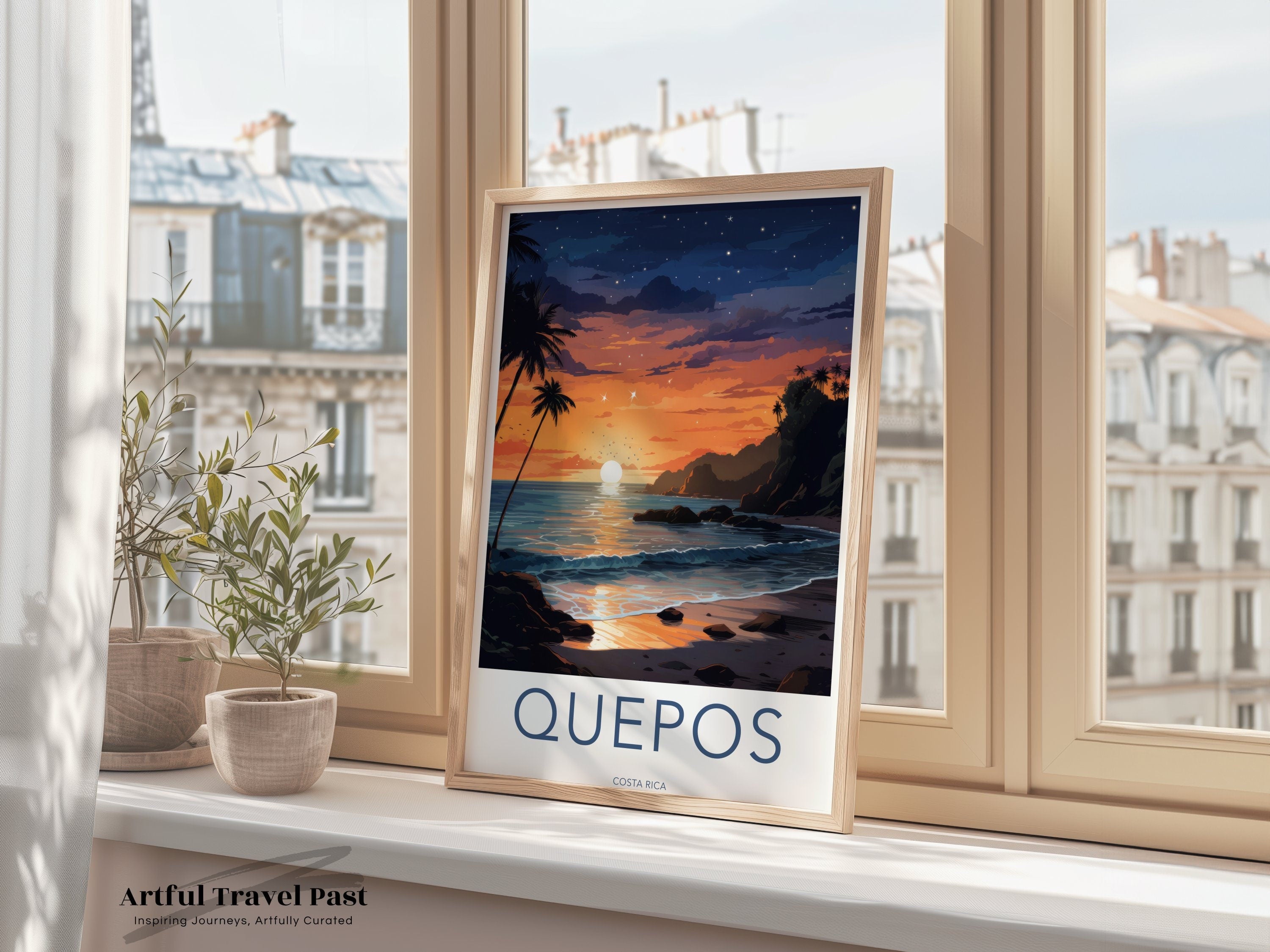 Quepos Wall Art, Costa Rica Sunset Art Print, Tropical Beach Decor, Coastal Landscape Poster, Nature Lovers Gift, Home Decoration