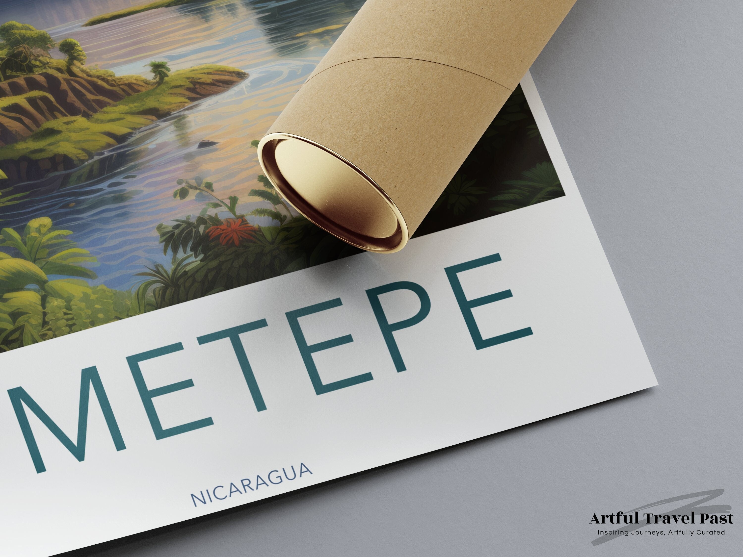 Ometepe Wall Art, Nicaragua Travel Poster, Scenic Landscape Print, Volcano Art, Home Decor, Nature Illustration, Island Art