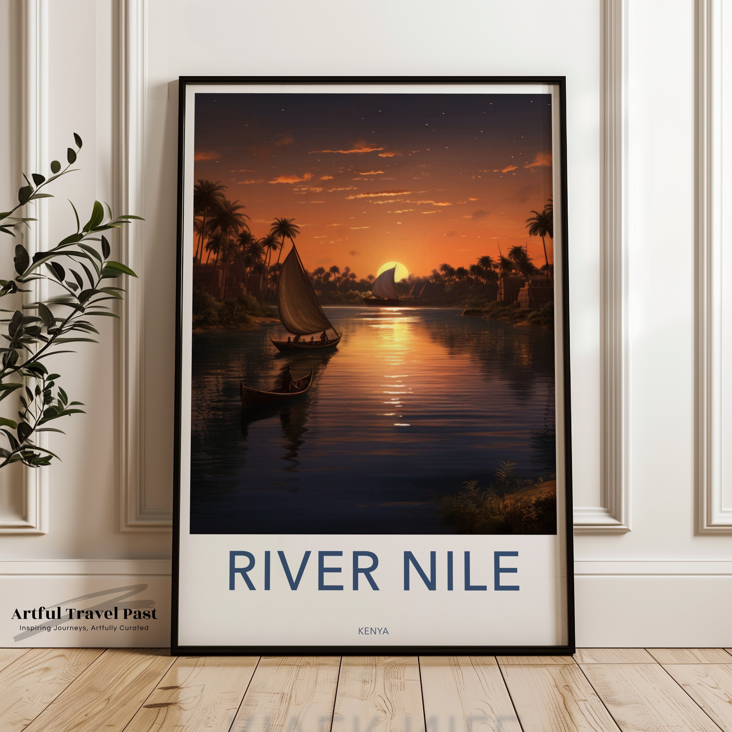 River Nile at Sunset Wall Art, Kenya Travel Decor, African Landscape Print, Home Office Decor, Boho Chic Wall Hanging, Nature Photography