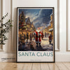 Santa Claus Christmas Village Winter Wonderland, Holiday Wall Art Print, Festive Seasonal Decor, Indiana Christmas Town Poster