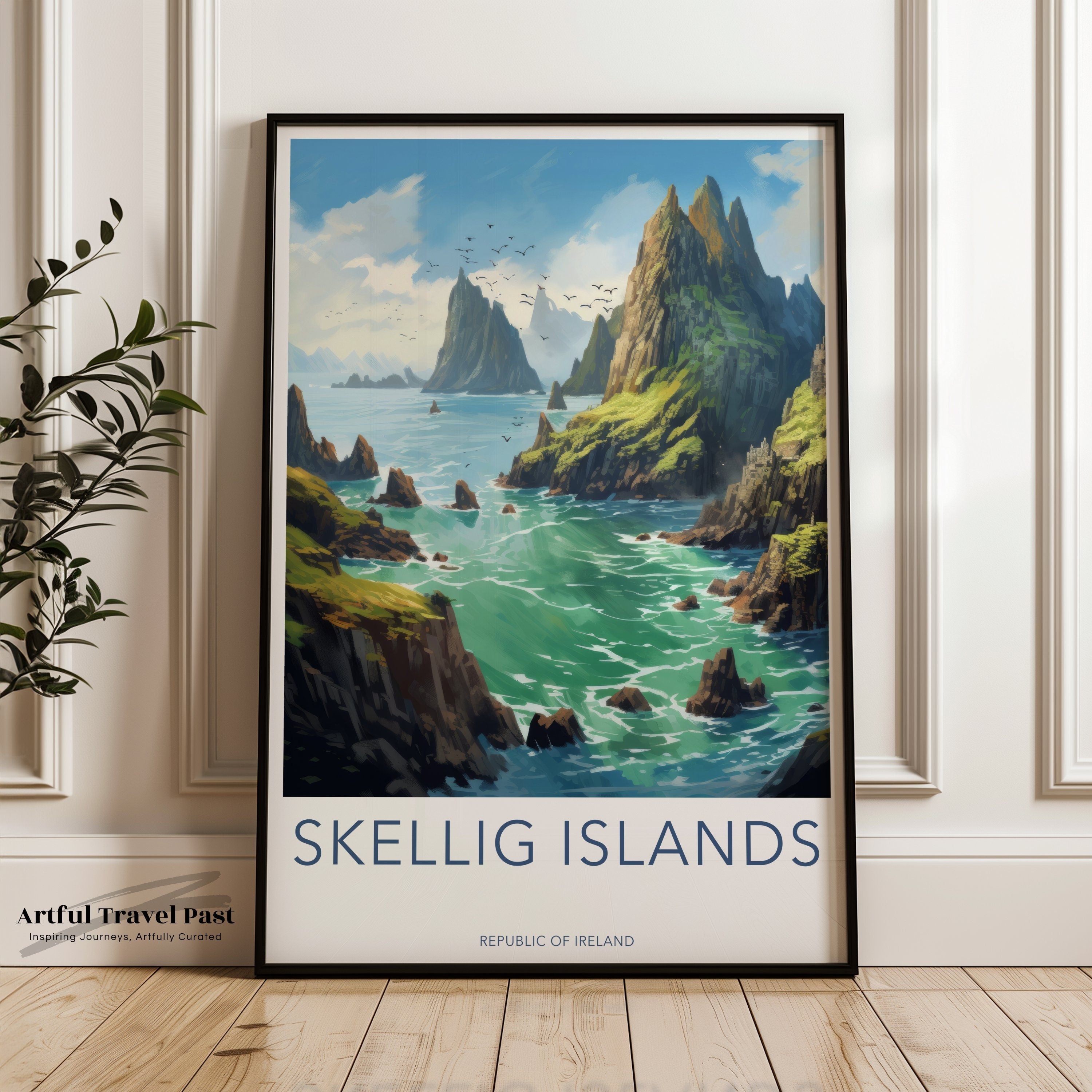 Skellig Islands Wall Art Print, Ireland Coastal Landscape, Scenic Home Decor, Nature and History Lover Gift, Travel Poster