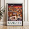 Santa Fe Wall Art Print, New Mexico Winter Wonderland, Christmas Holiday Decor, Snowy Village Scene, Winter Landscape Poster