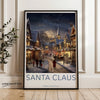 Santa Claus Winter Wonderland Wall Art, Christmas Village Snow Scene Print, Holiday Decor, Festive Christmas Town Artwork, Home Decor