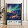 Svalbard Norway Northern Lights Wall Art, Nordic Landscape Print, Arctic Mountain Decor, Scandinavian Winter Wonderland Poster