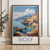 Sicily Italy Coastal Wall Art Print, Mediterranean Sea Landscape Poster, Italian Seaside Decor, Travel Photography Art