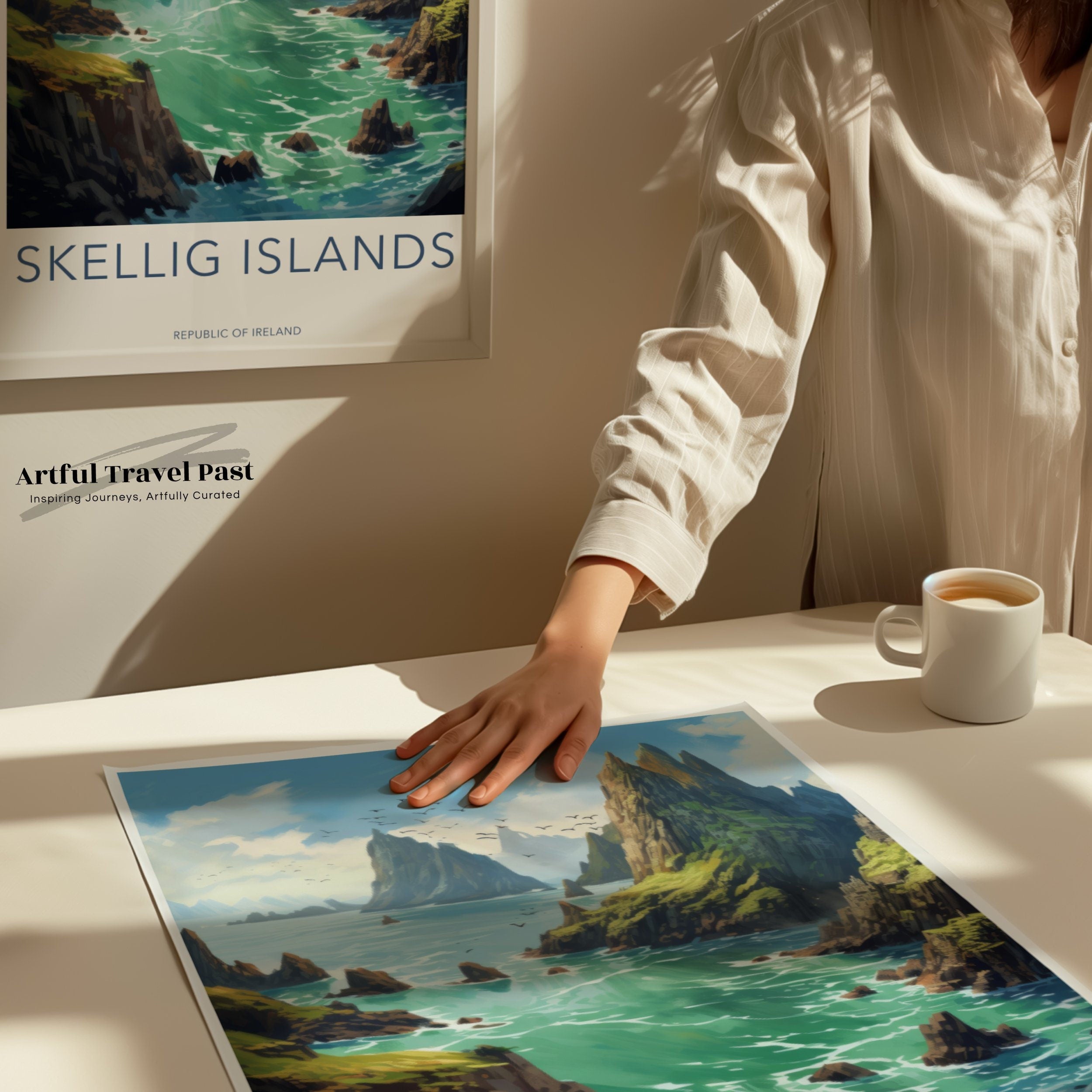 Skellig Islands Wall Art Print, Ireland Coastal Landscape, Scenic Home Decor, Nature and History Lover Gift, Travel Poster