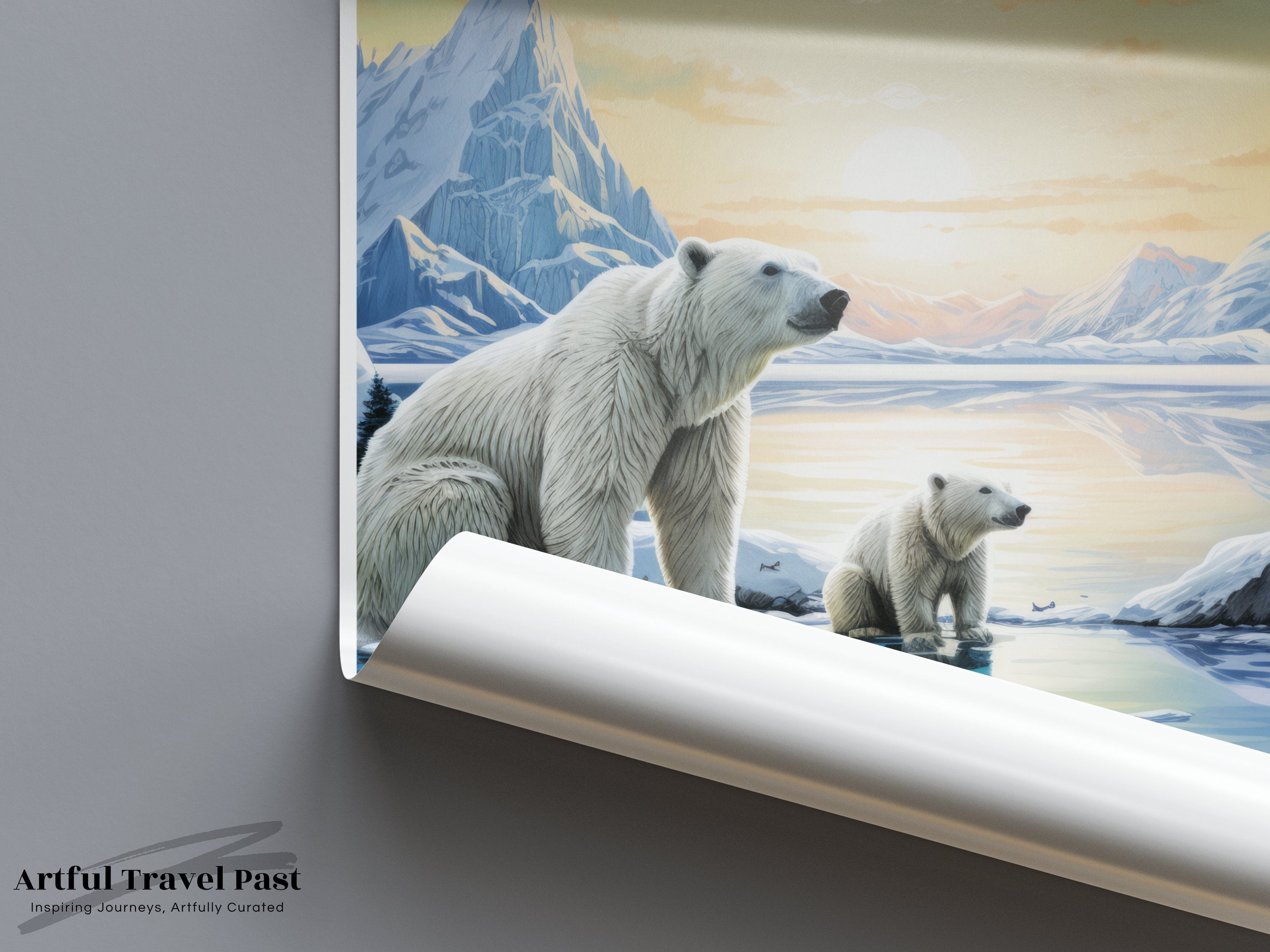 Svalbard Norway Wall Art, Polar Bear Artwork, Arctic Landscape Print, Wildlife Home Decor, Ice Scenery Wall Poster, Contemporary Art