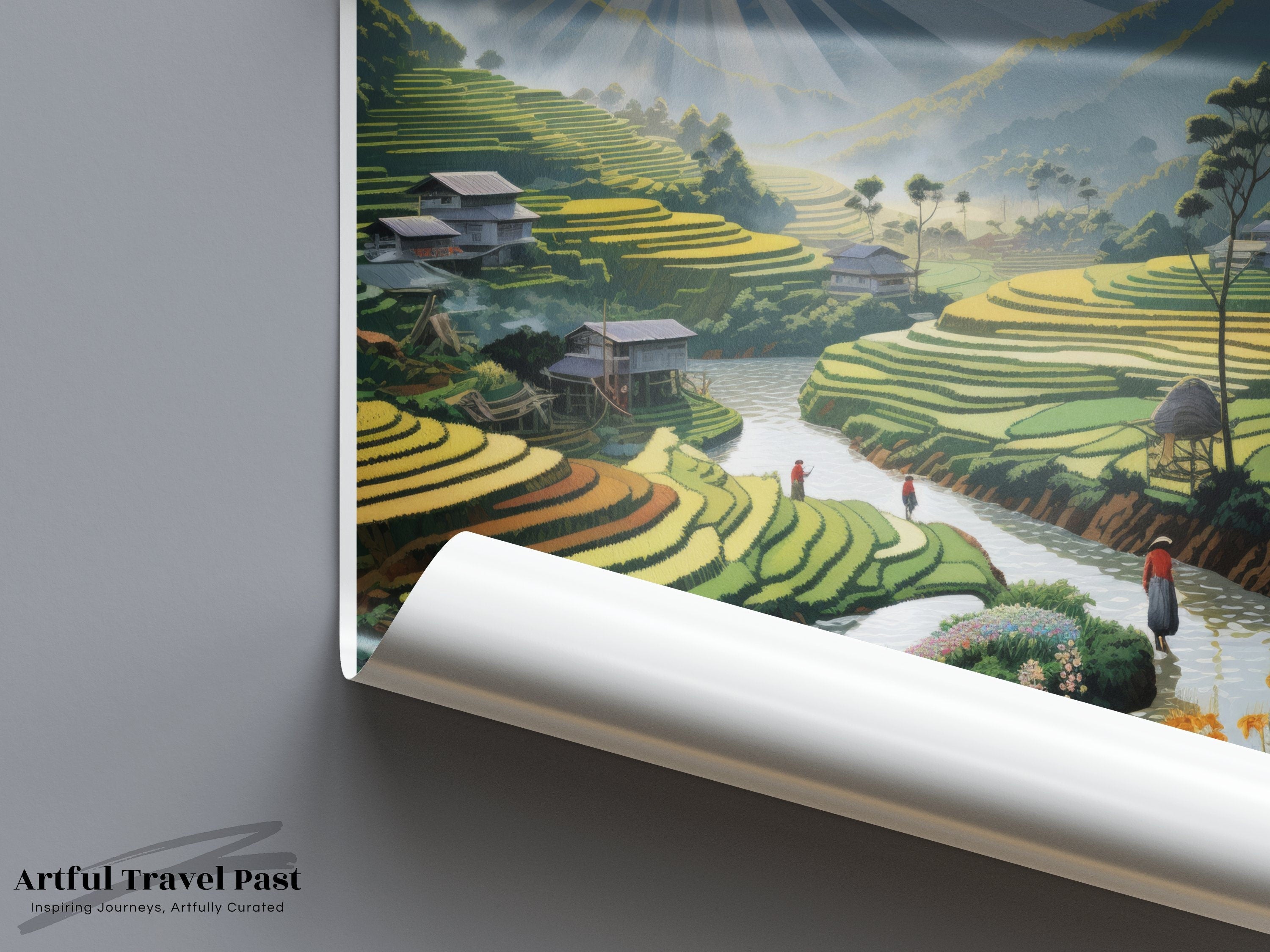 Sa Pa Vietnam Wall Art, Scenic Rice Terraces Print, Sunrise Village Landscape Art, Nature View Decor, Inspirational Travel Photography