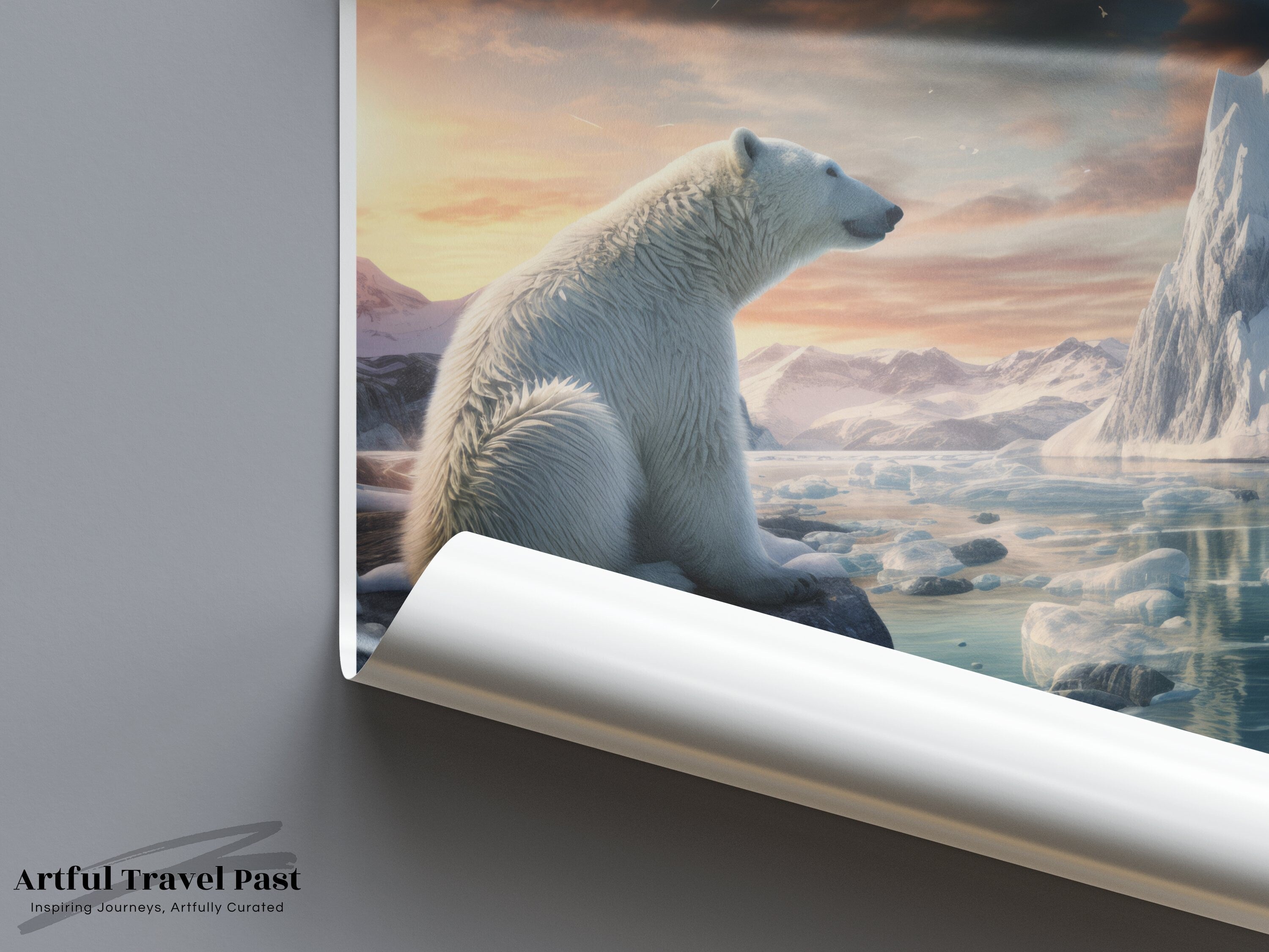 Arctic Polar Bear Landscape, Svalbard Scenic Wall Art, Norway Wilderness Print, Ice and Glacier Artwork, Nature Photography