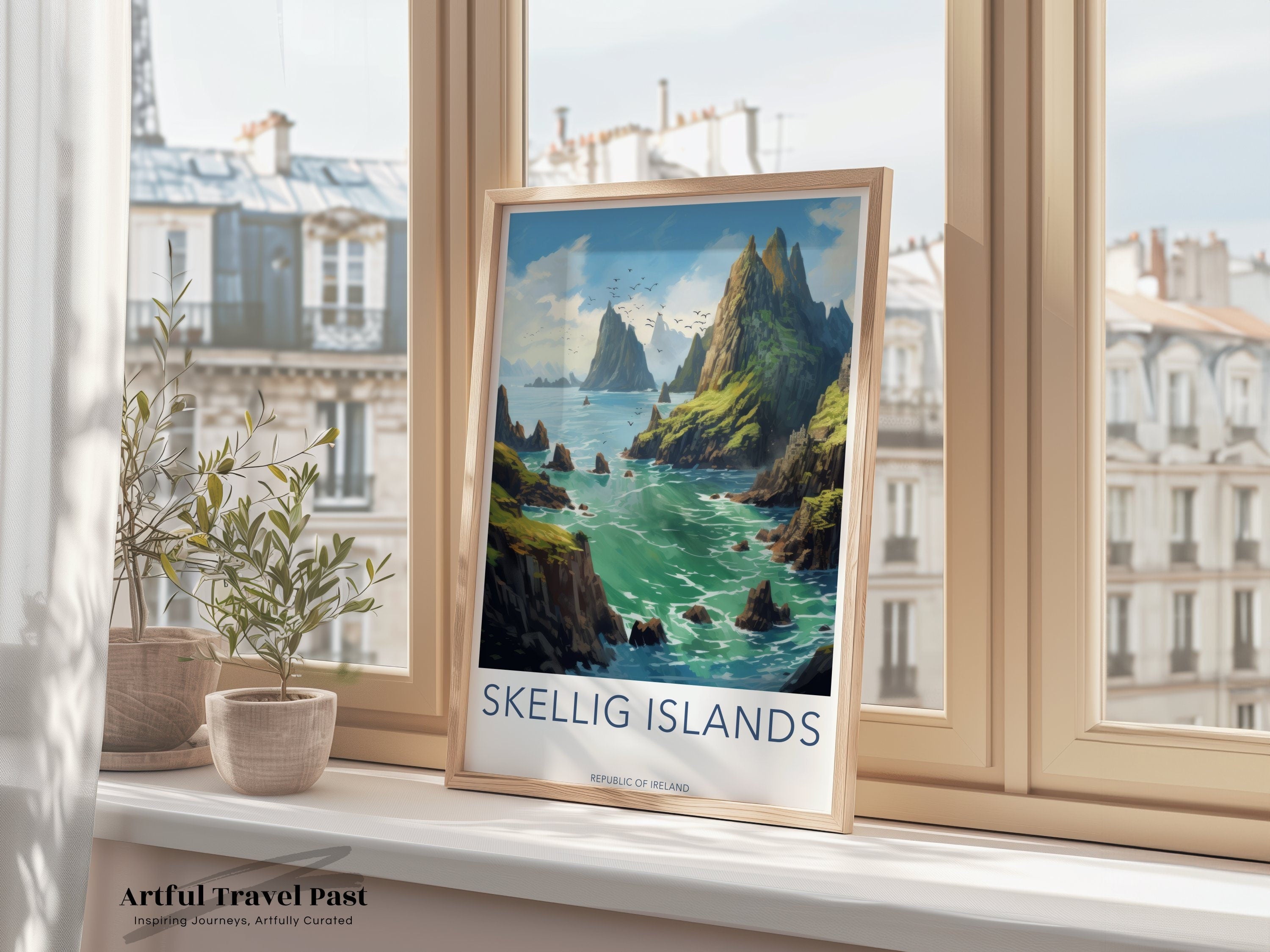 Skellig Islands Wall Art Print, Ireland Coastal Landscape, Scenic Home Decor, Nature and History Lover Gift, Travel Poster