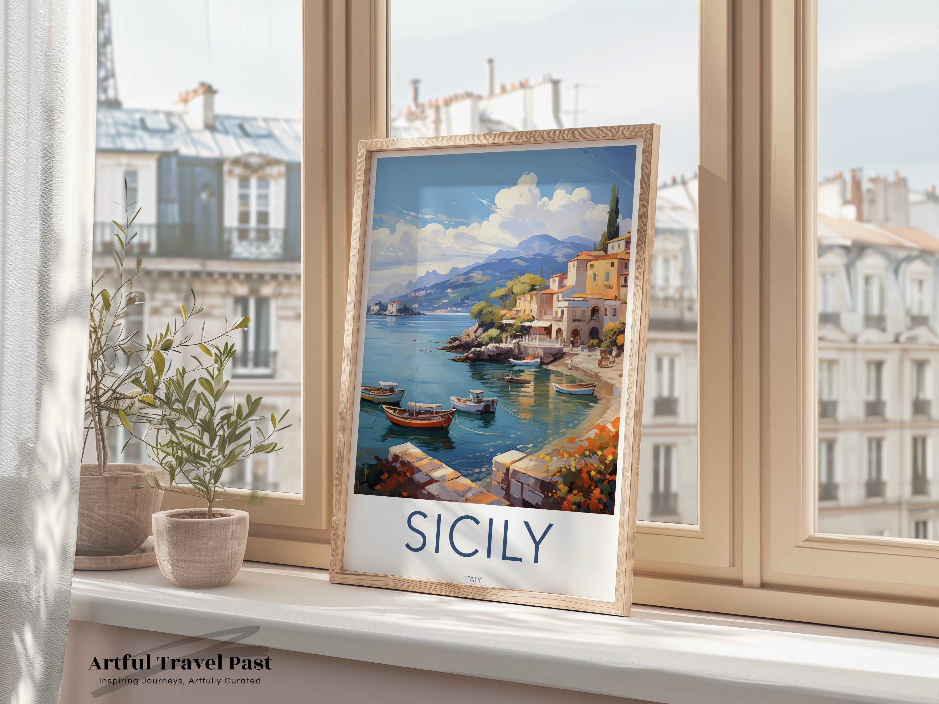 Sicily Italy Coastal Wall Art Print, Mediterranean Sea Landscape Poster, Italian Seaside Decor, Travel Photography Art