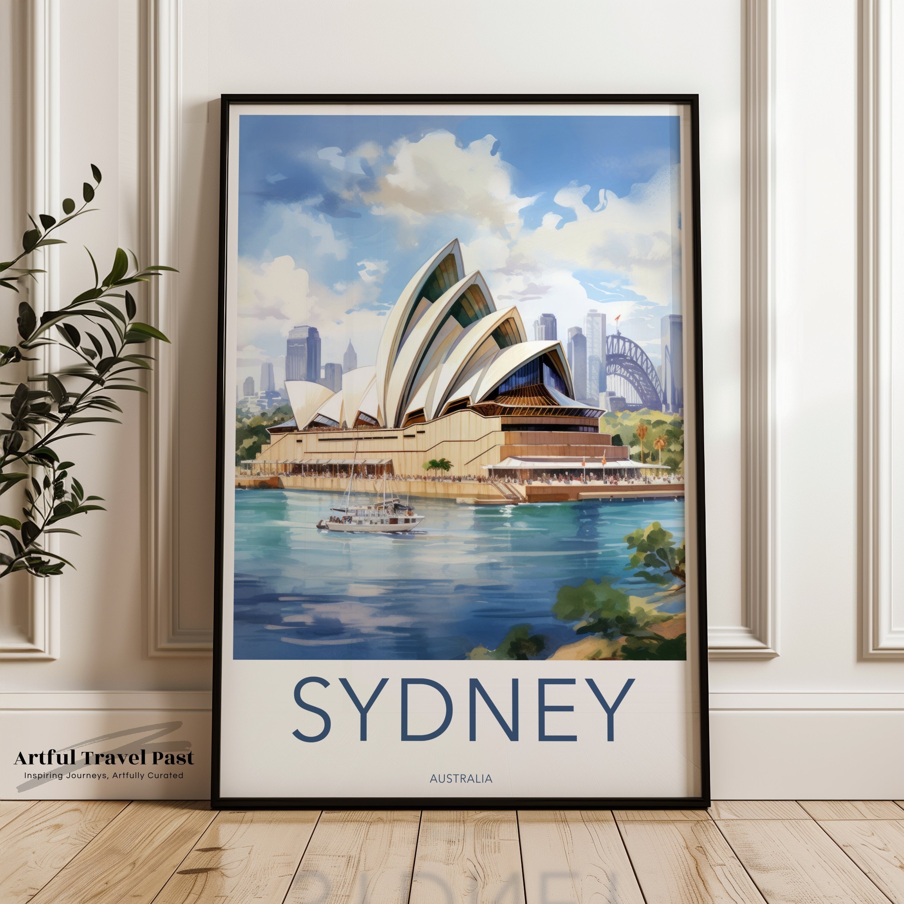 Sydney Wall Art, Australia Travel Poster, Sydney Opera House Print, Harbor Bridge Illustration, Australian Cityscape Decor