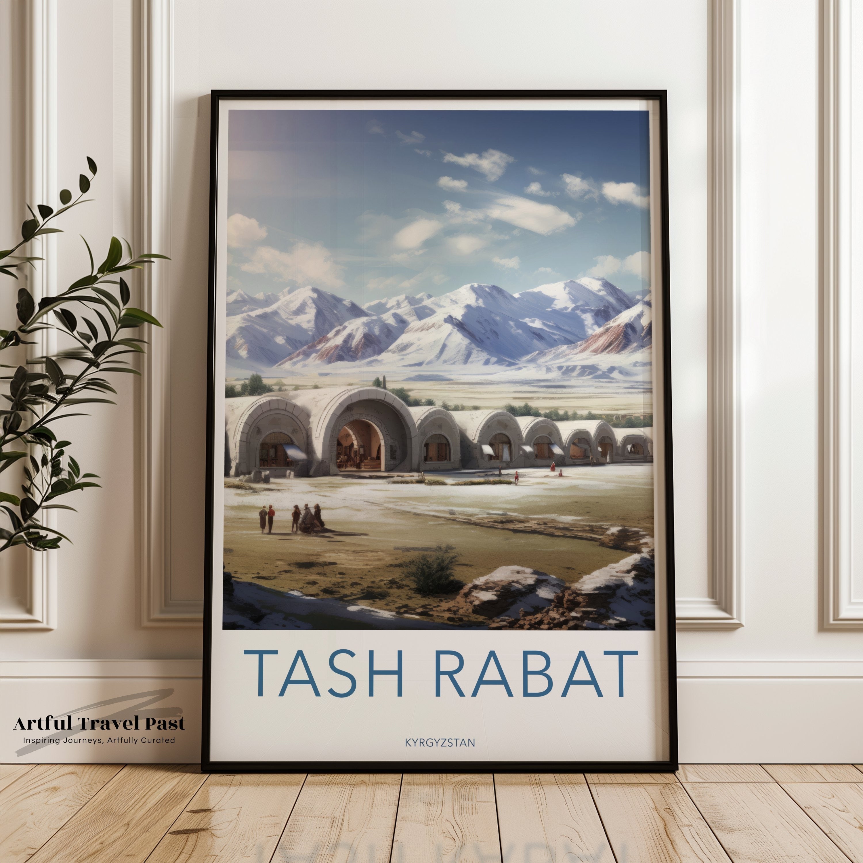 Tash Rabat Wall Art, Kyrgyzstan Mountain View Poster, Historical Landmark Artwork, Snowy Peak Scenery, Travel Decor Print