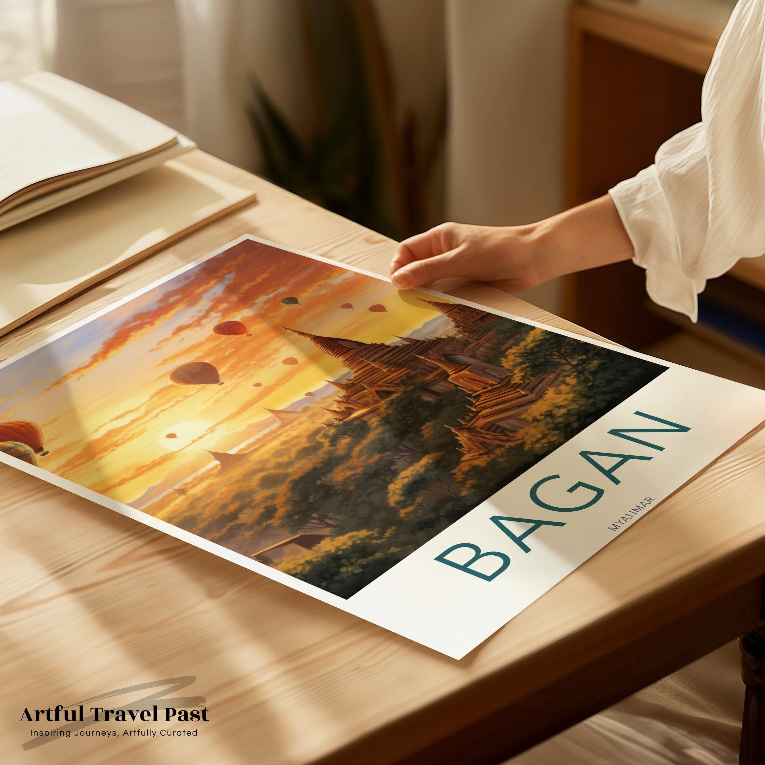 Wall Art Bagan Poster | Sunrise Over Pagodas | Myanmar Wall Art