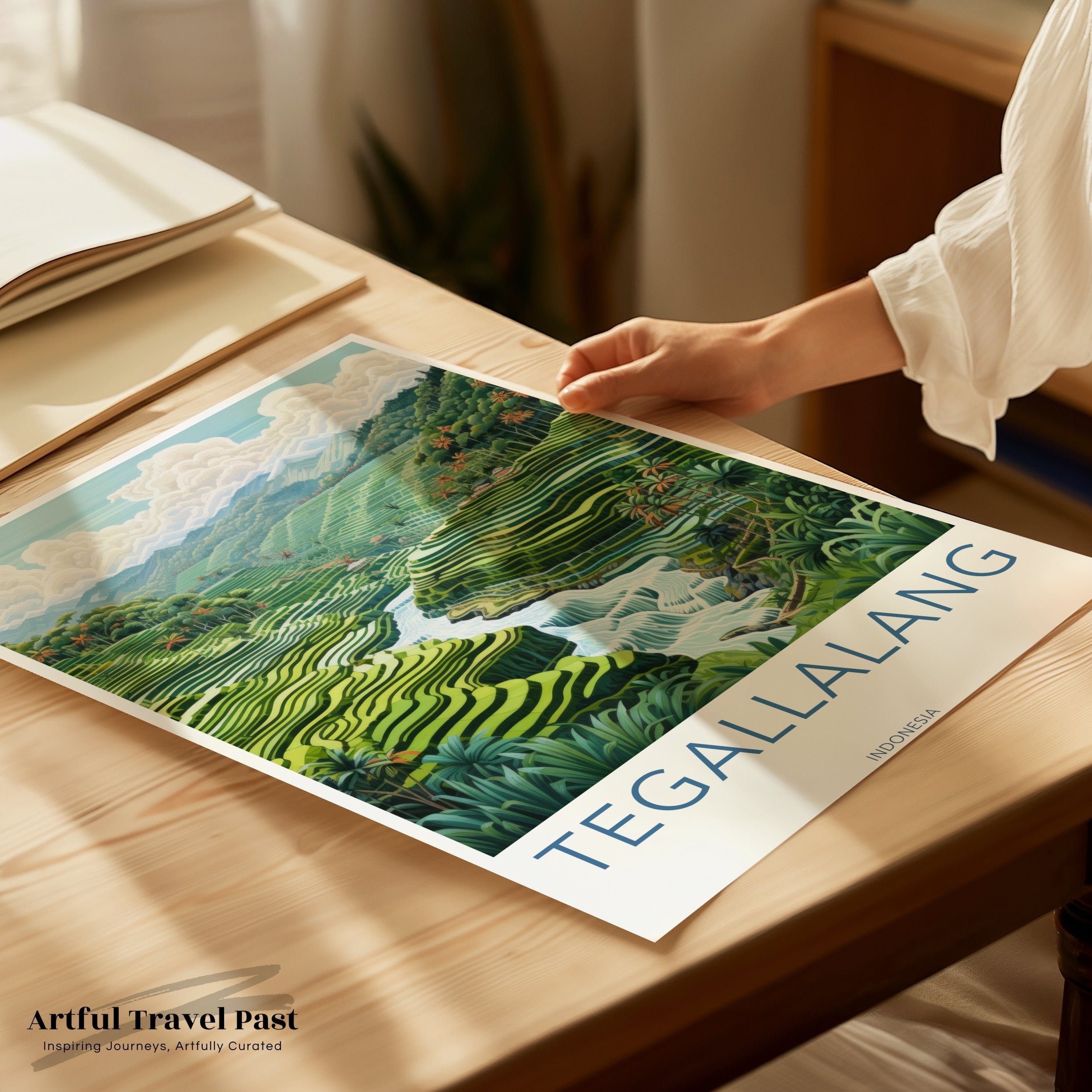 Tegallalang Rice Terraces Wall Art Print, Bali Landscape Artwork, Indonesian Scenic View, Nature-Inspired Home Decor, Travel Poster