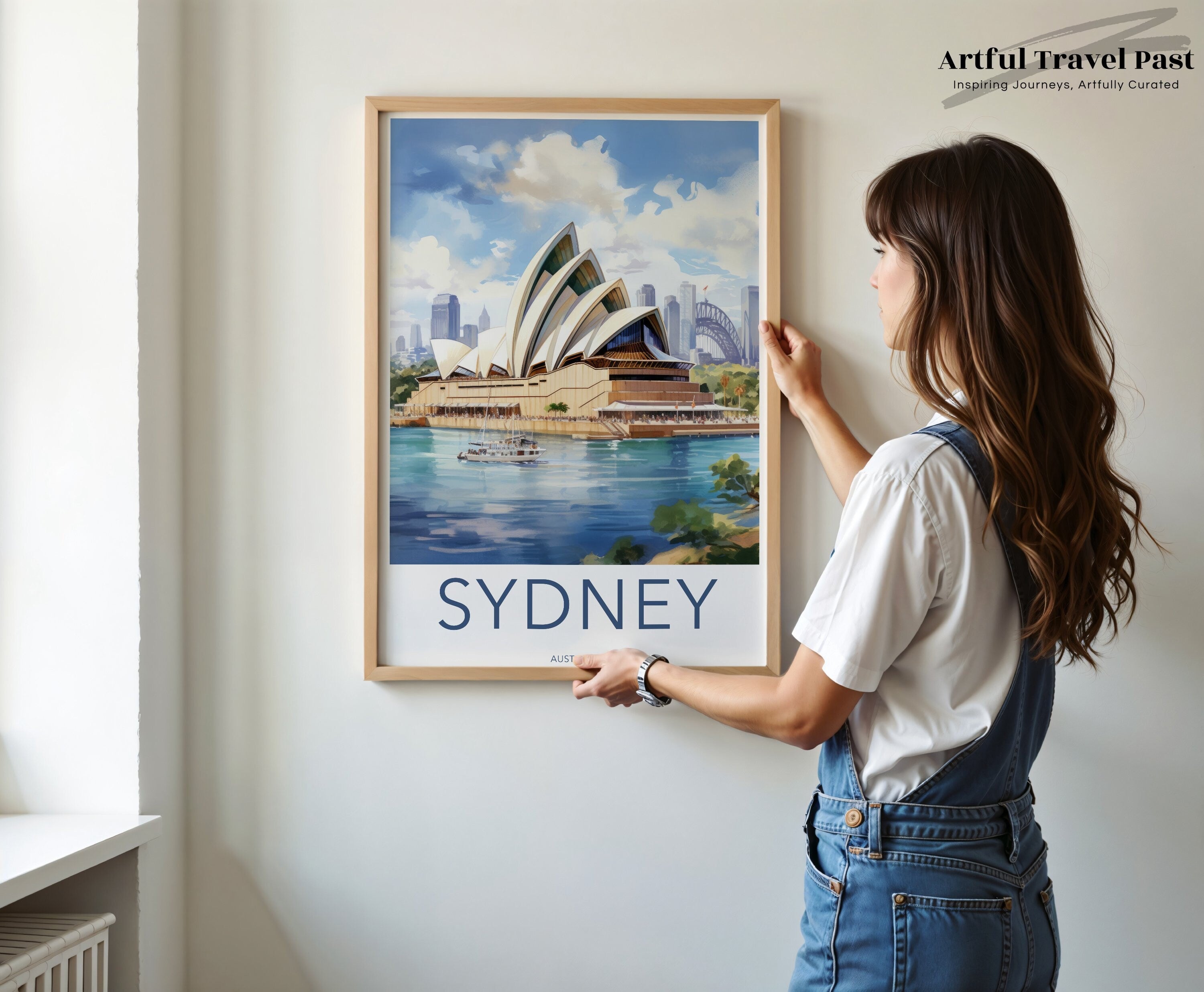 Sydney Wall Art, Australia Travel Poster, Sydney Opera House Print, Harbor Bridge Illustration, Australian Cityscape Decor