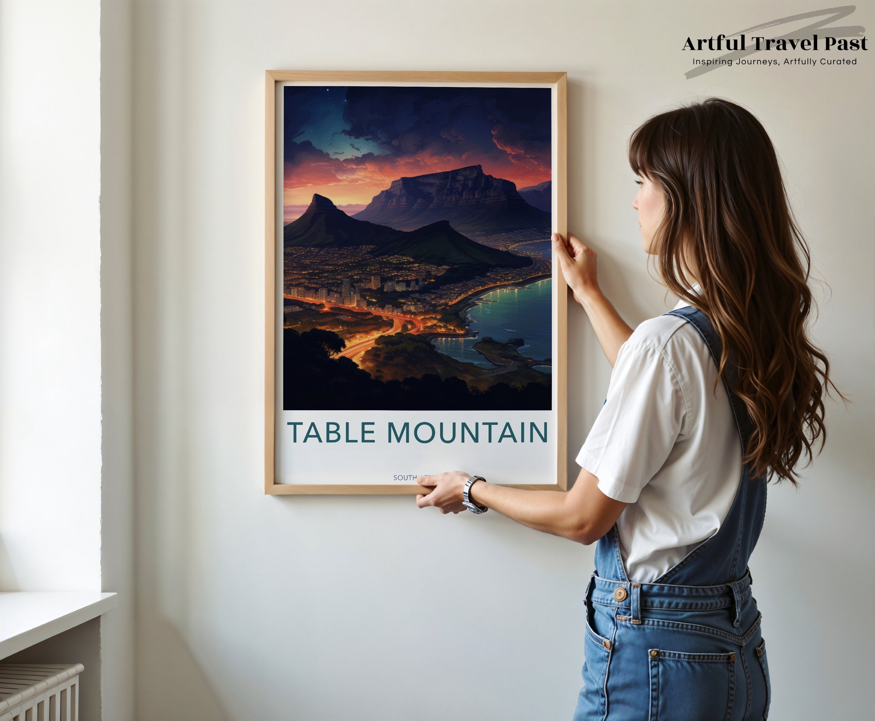 Table Mountain Wall Art Print, Cape Town Landscape, Sunset Over Table Mountain, South African Landmark, Nature Wall Decor