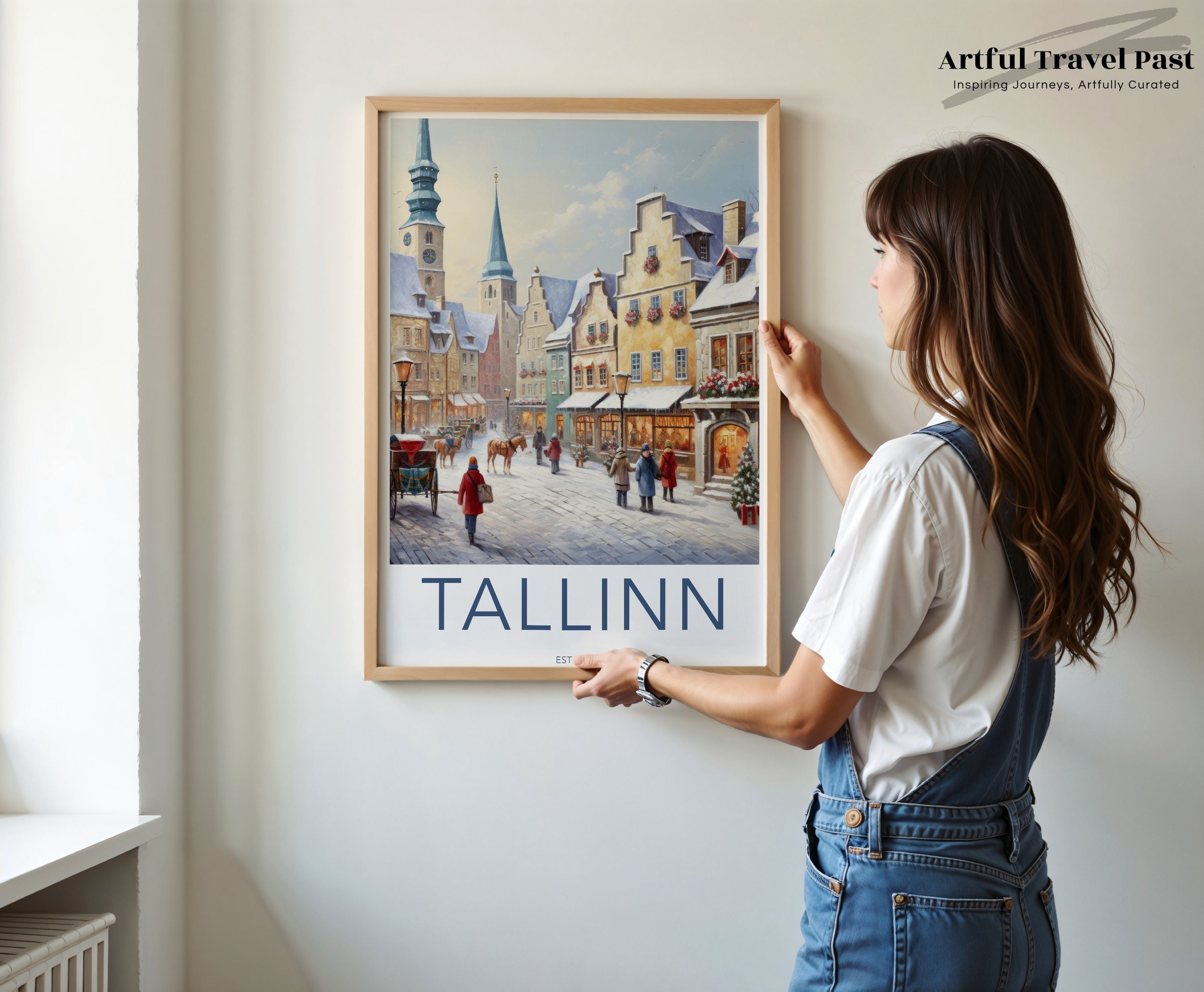 Tallinn Estonia Cityscape Wall Art, Winter Wonderland Historic District Print, Scenic Architectural Artwork, Baltic Cultural Decor