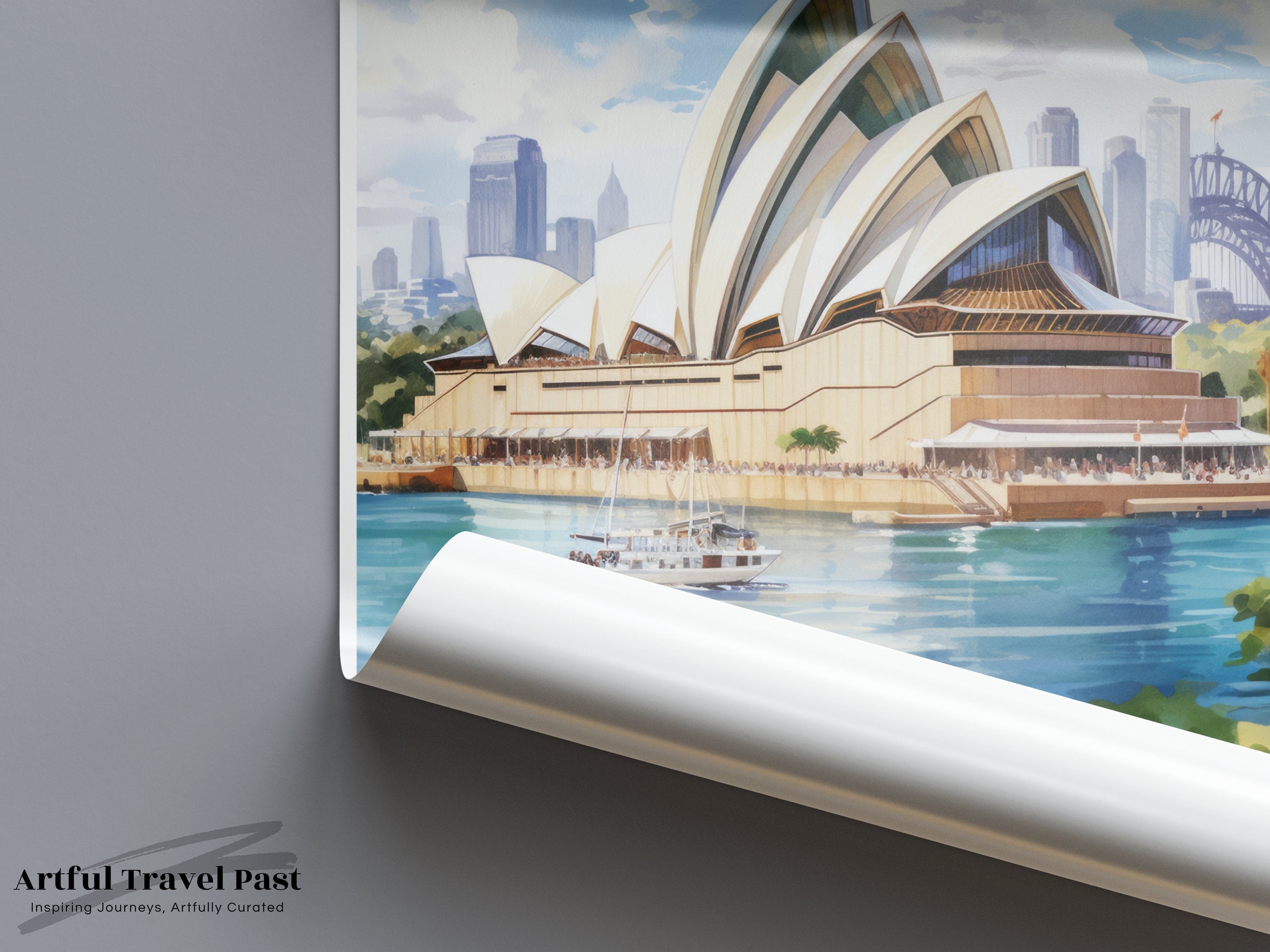 Sydney Wall Art, Australia Travel Poster, Sydney Opera House Print, Harbor Bridge Illustration, Australian Cityscape Decor