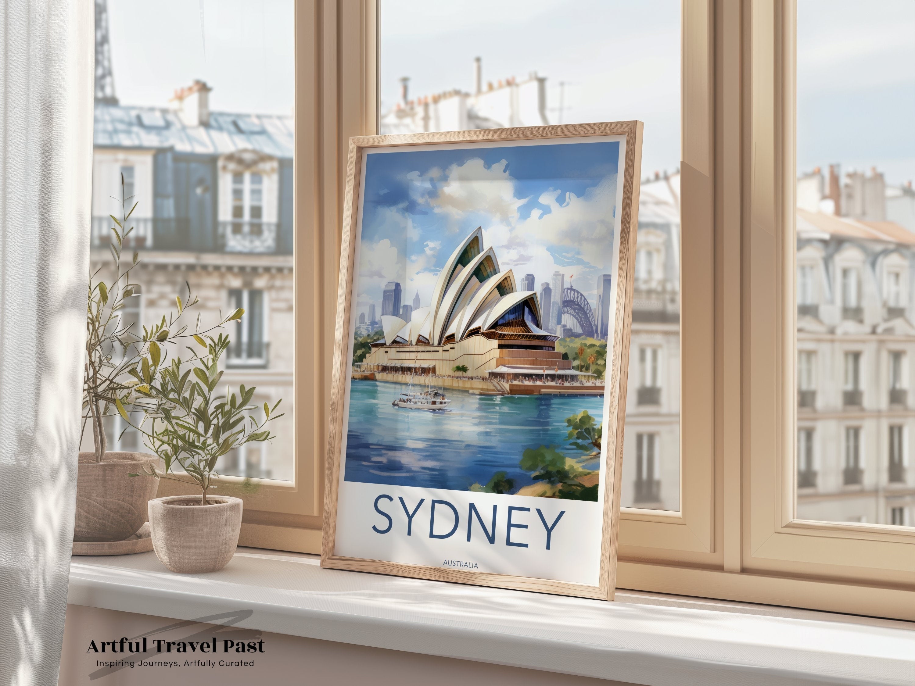 Sydney Wall Art, Australia Travel Poster, Sydney Opera House Print, Harbor Bridge Illustration, Australian Cityscape Decor