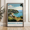 Waiheke Island Wall Art, New Zealand Travel Poster, Beach Landscape Print, Coastal Home Decor, Vintage Style, Artwork for Living Room