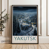 Yakutsk Russia Night Scenery Wall Art, Winter Landscape Print, Snowy Village Artwork, Cozy Home Decor, Holiday Gift Idea, Nature