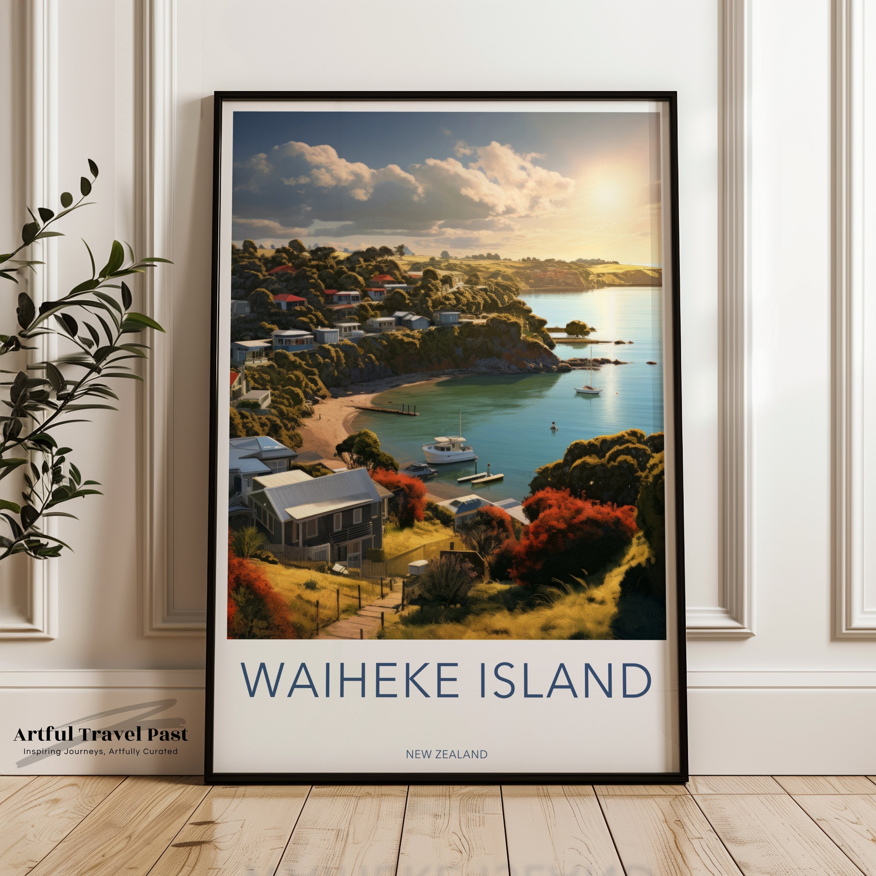 Waiheke Island Sunset Landscape, New Zealand Coastal Art, Scenic Ocean View, Wall Decor, Home Decoration, Island Paradise Print