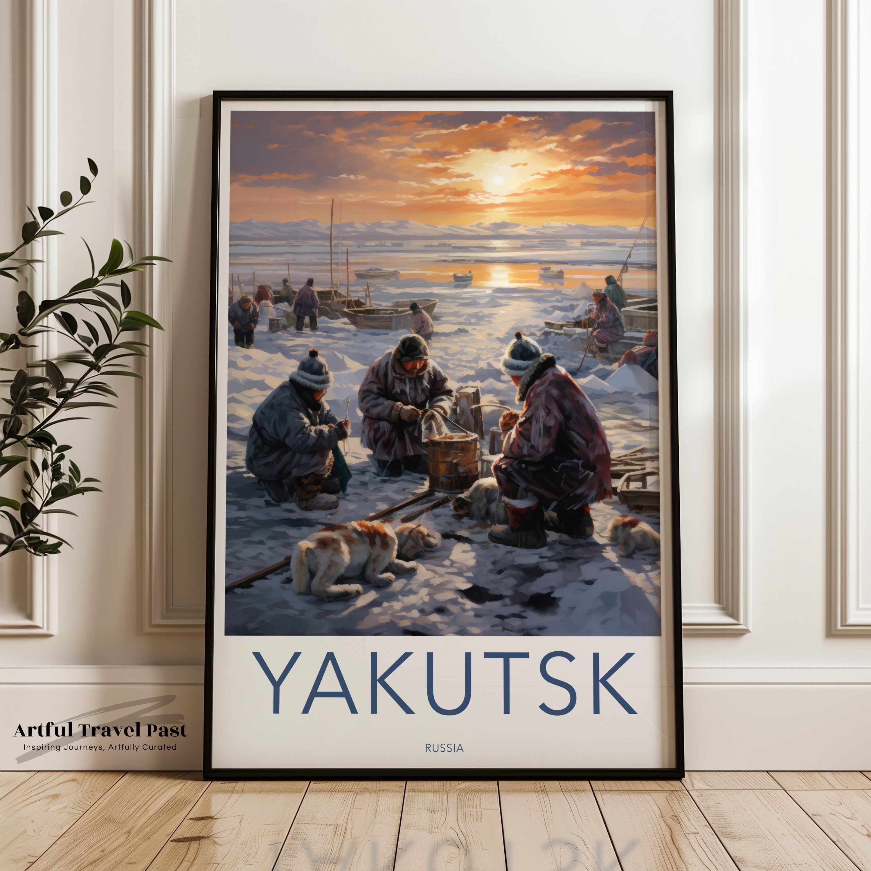 Yakutsk Wall Art, Historical and Cultural Landscape, Siberian Winter Scene, Vibrant Sunset Artwork, Russia Home Decor, Wall Decor