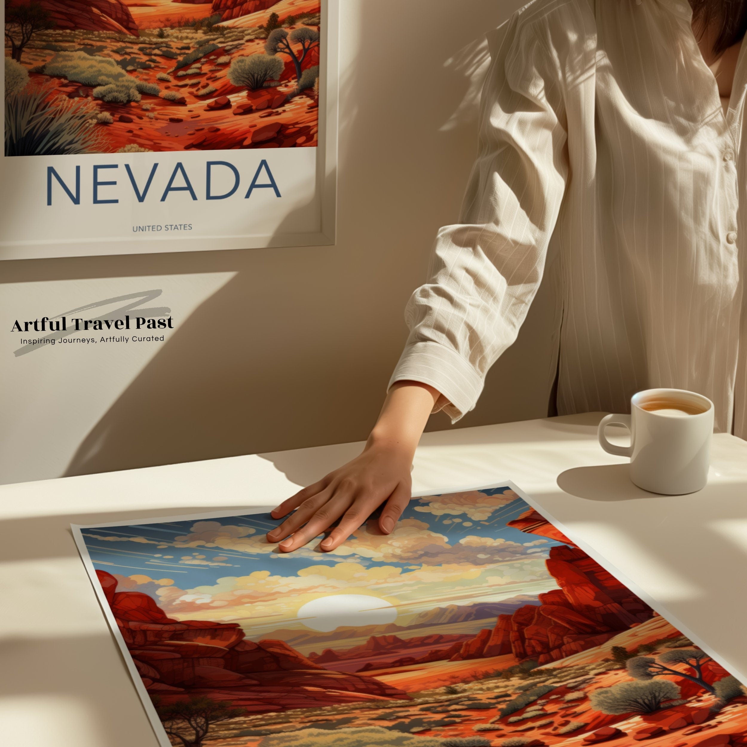 Nevada Wall Art, Beautiful Desert Sunset, Scenic Landscape Print, Vibrant American Southwest Decor, Nevada Travel Poster