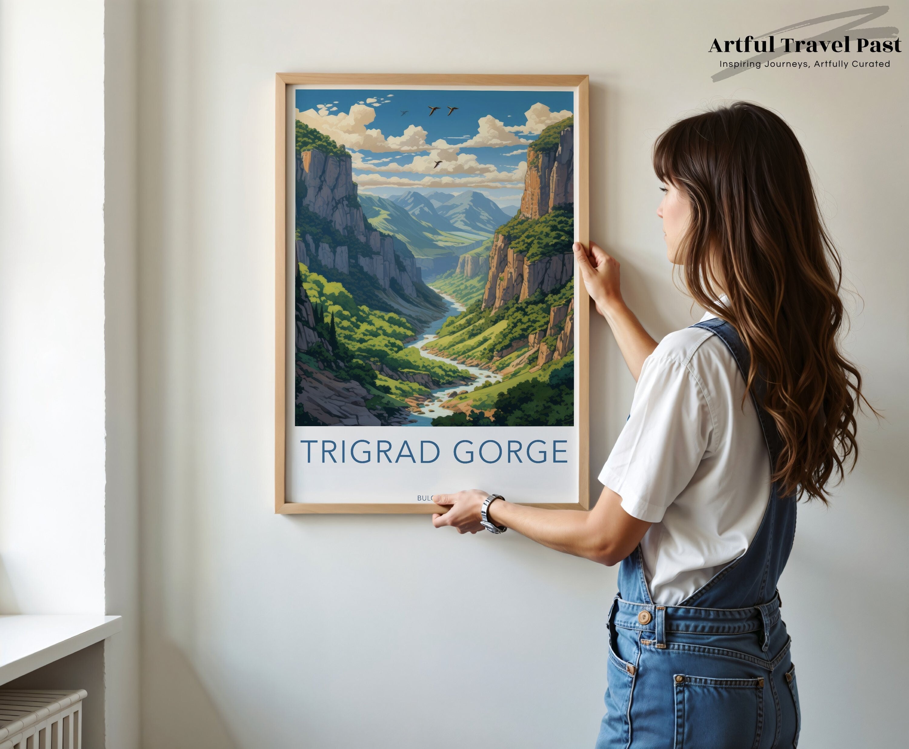 Trigrad Gorge Wall Art Print, Bulgaria Scenic Landscape Illustration, Nature Inspired Home Decor, Travel Destination Poster