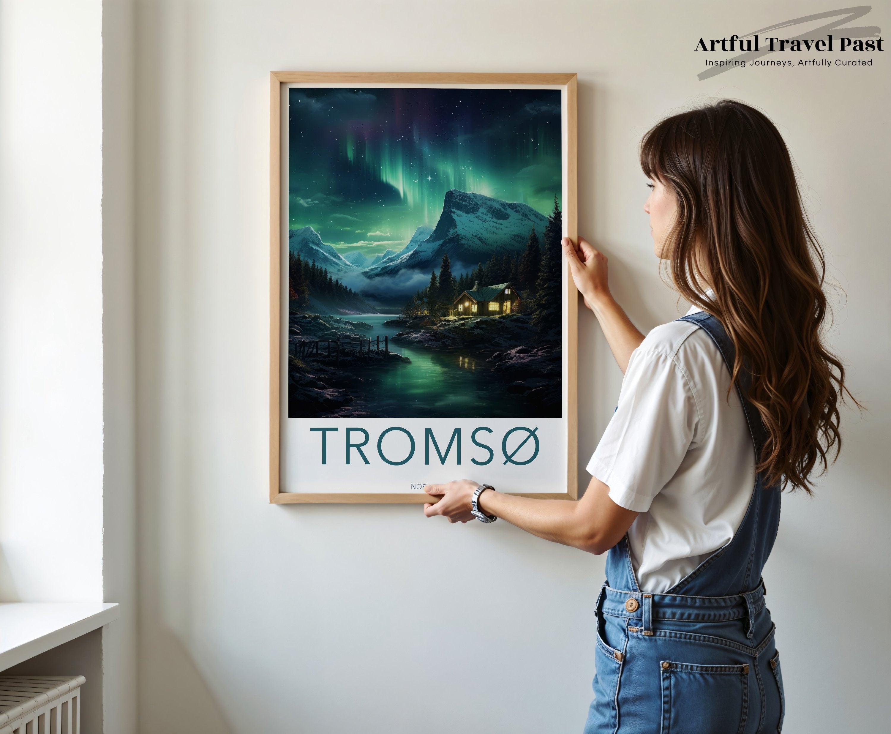 Tromsø Wall Art, Norway Northern Lights Poster, Scandinavian Landscape Print, Arctic Circle Decor, Home Office Wall Art