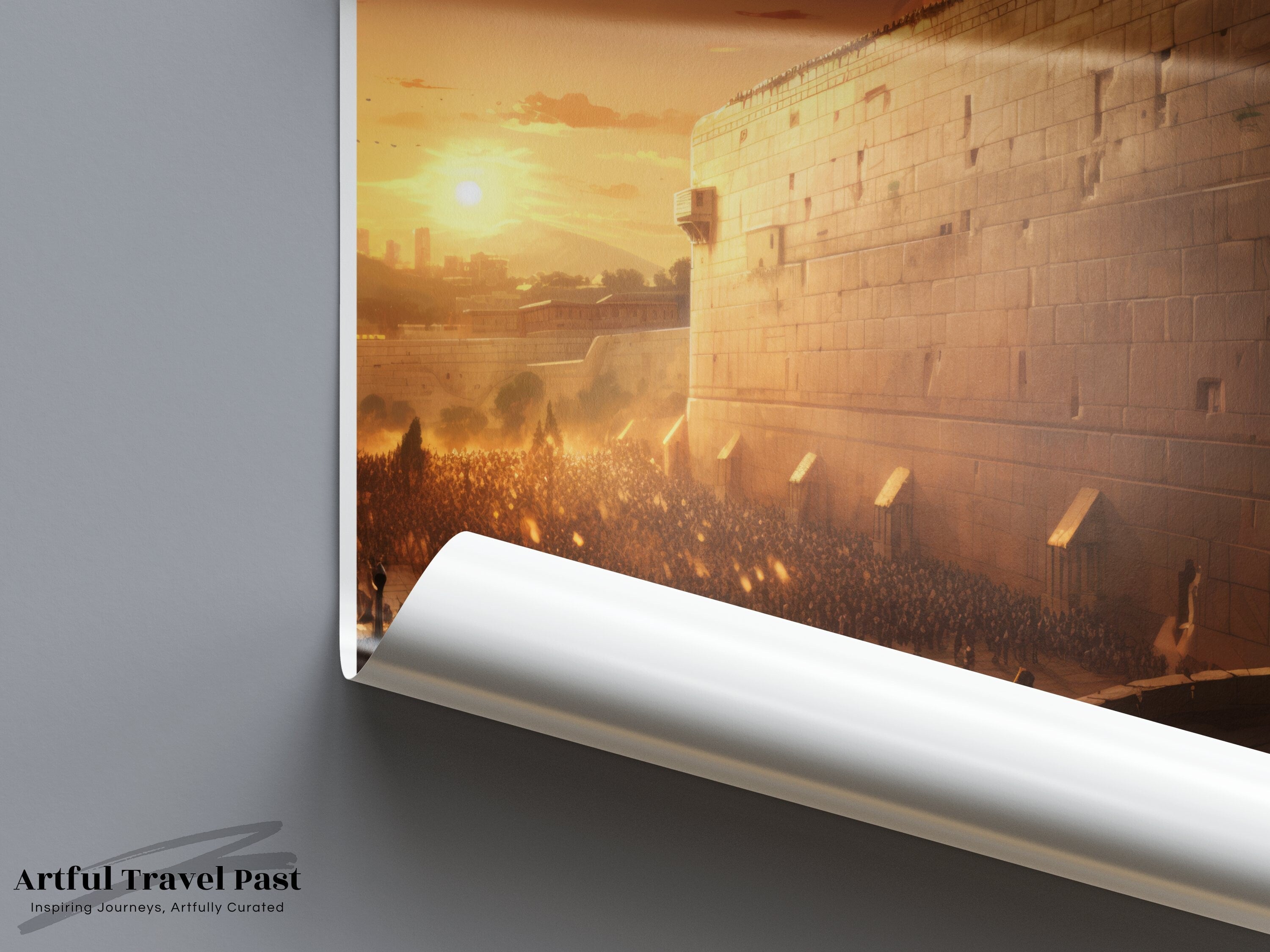 Western Wall Jerusalem Art, Sunset View Holy City Print, Historic Landmark Poster, Cultural Heritage Wall Decor, Spiritual Art Print