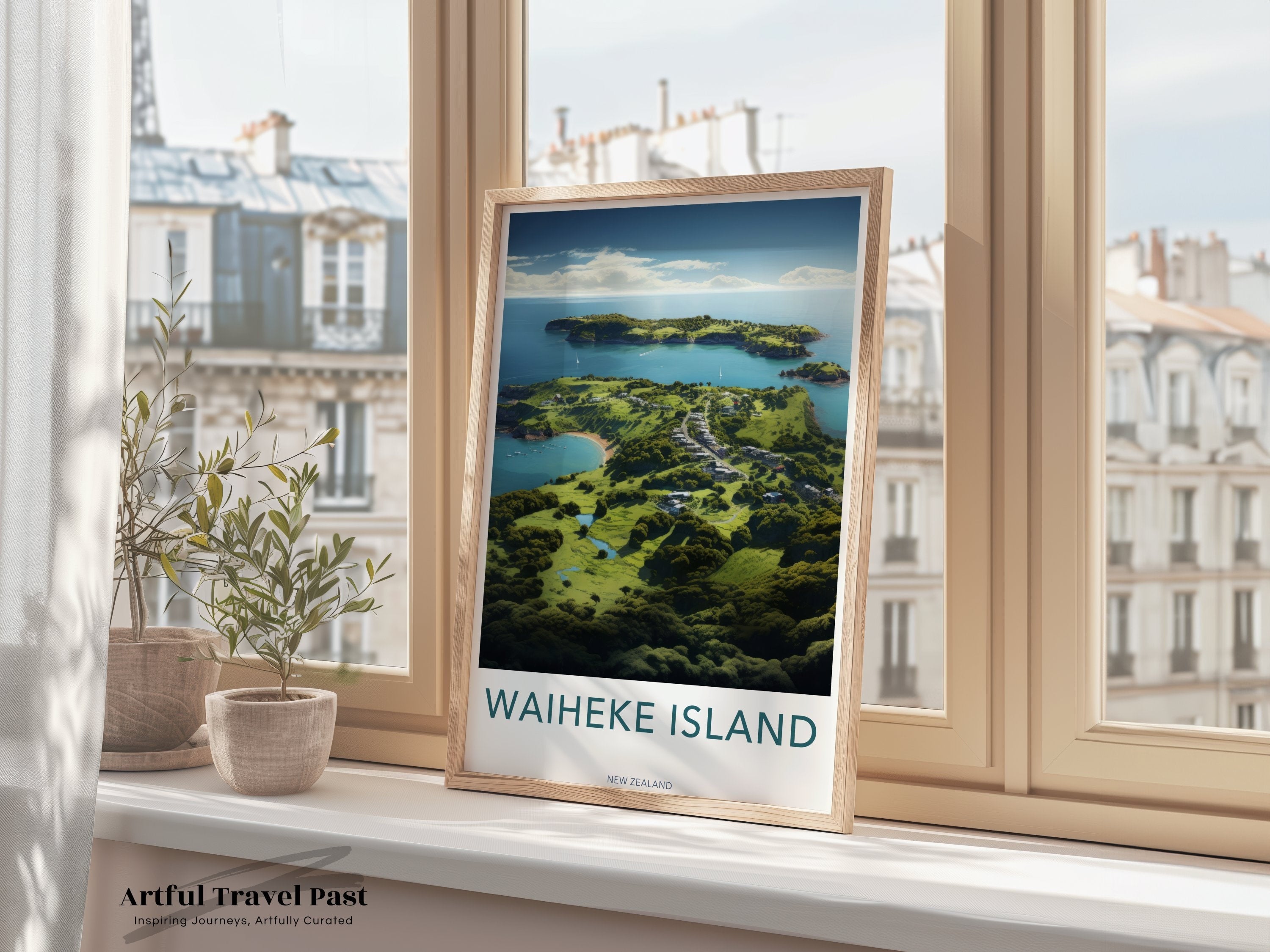 Waiheke Island Poster, New Zealand Wall Art, Scenic Island View, Coastal Decor, Travel Destination Print, Nature Landscape, Holiday Memory