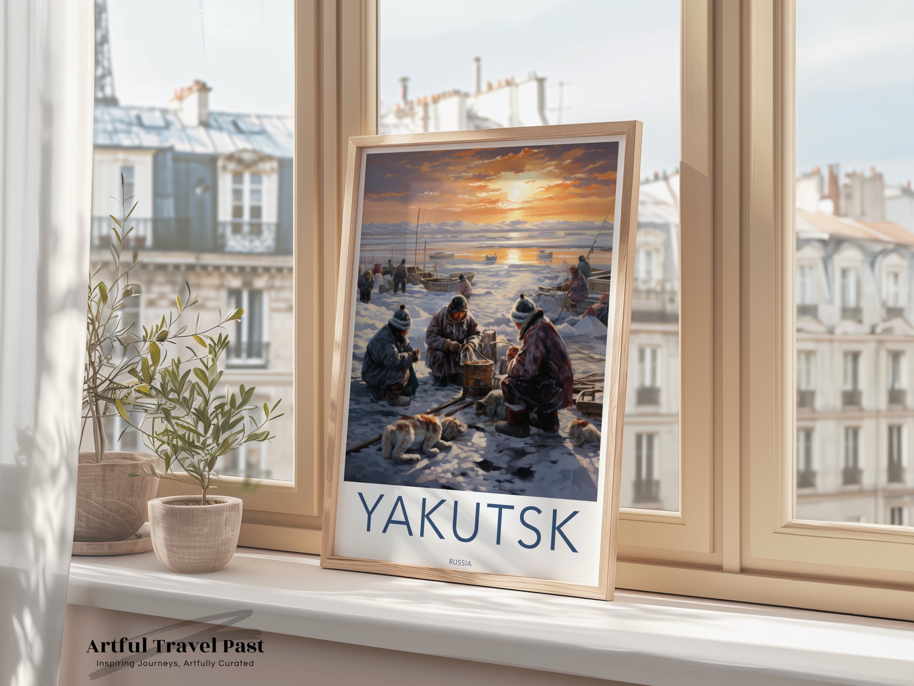 Yakutsk Wall Art, Historical and Cultural Landscape, Siberian Winter Scene, Vibrant Sunset Artwork, Russia Home Decor, Wall Decor