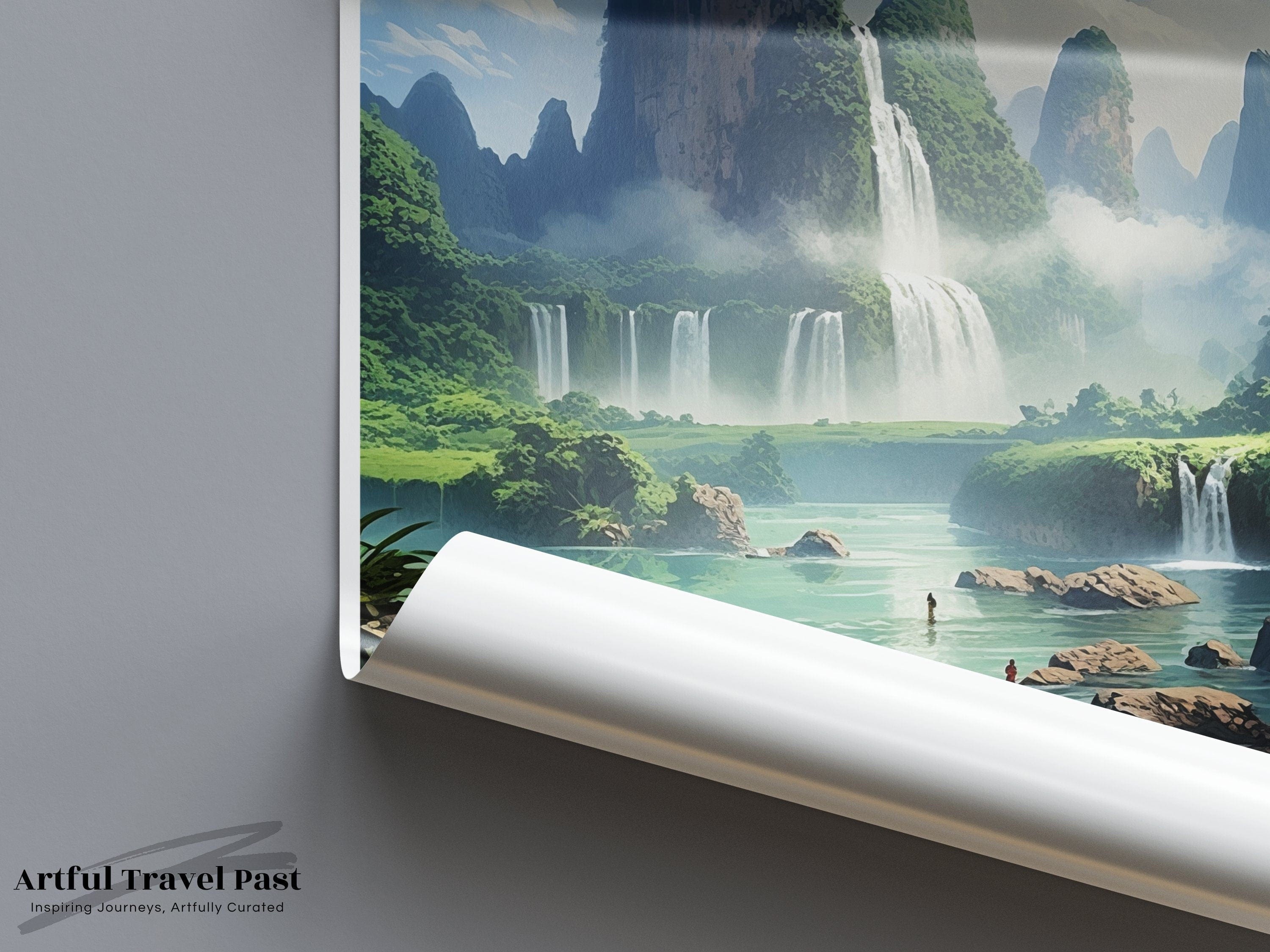 Wall Art Ban Gioc Waterfalls Poster | Vietnam Wall Art | Asia Decor