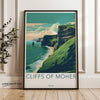 Cliffs of Moher Wall Art Print, Coastal Landscape Poster, Irish Landmark Decor, Stunning Scenery Illustration