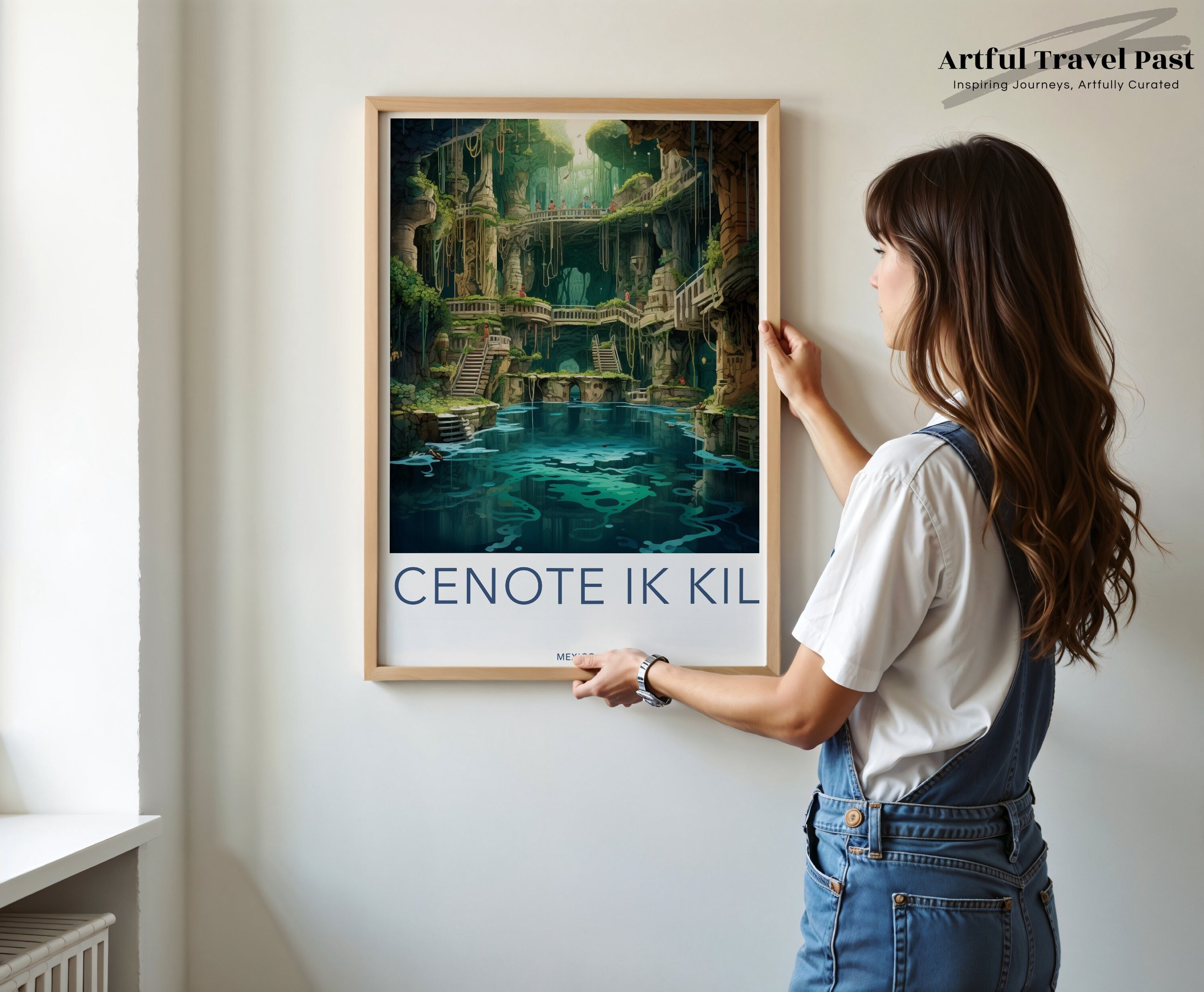 Cenote Ik Kil Wall Art, Mexico Travel Poster, Architectural Wonders, Natural Beauty, Cultural Landmarks, Historical Context