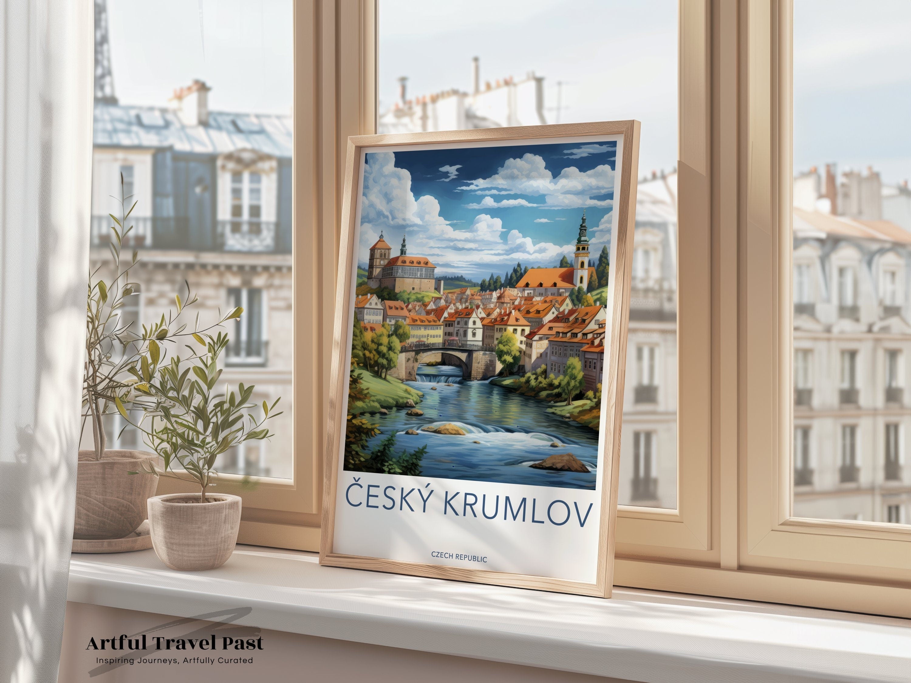 Cesky Krumlov Wall Art, Czech Republic Scenic Print, Historic Architecture, Picturesque River View, Travel Decor, Europe Cityscape