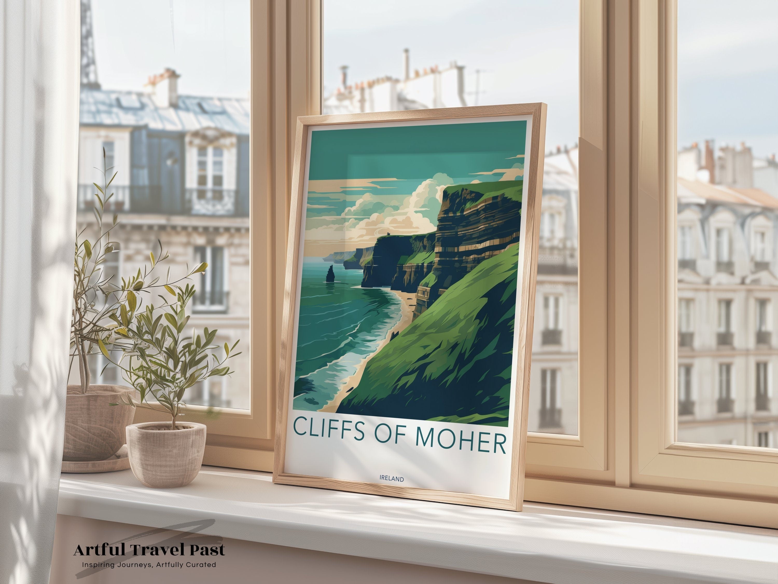 Cliffs of Moher Wall Art Print, Coastal Landscape Poster, Irish Landmark Decor, Stunning Scenery Illustration