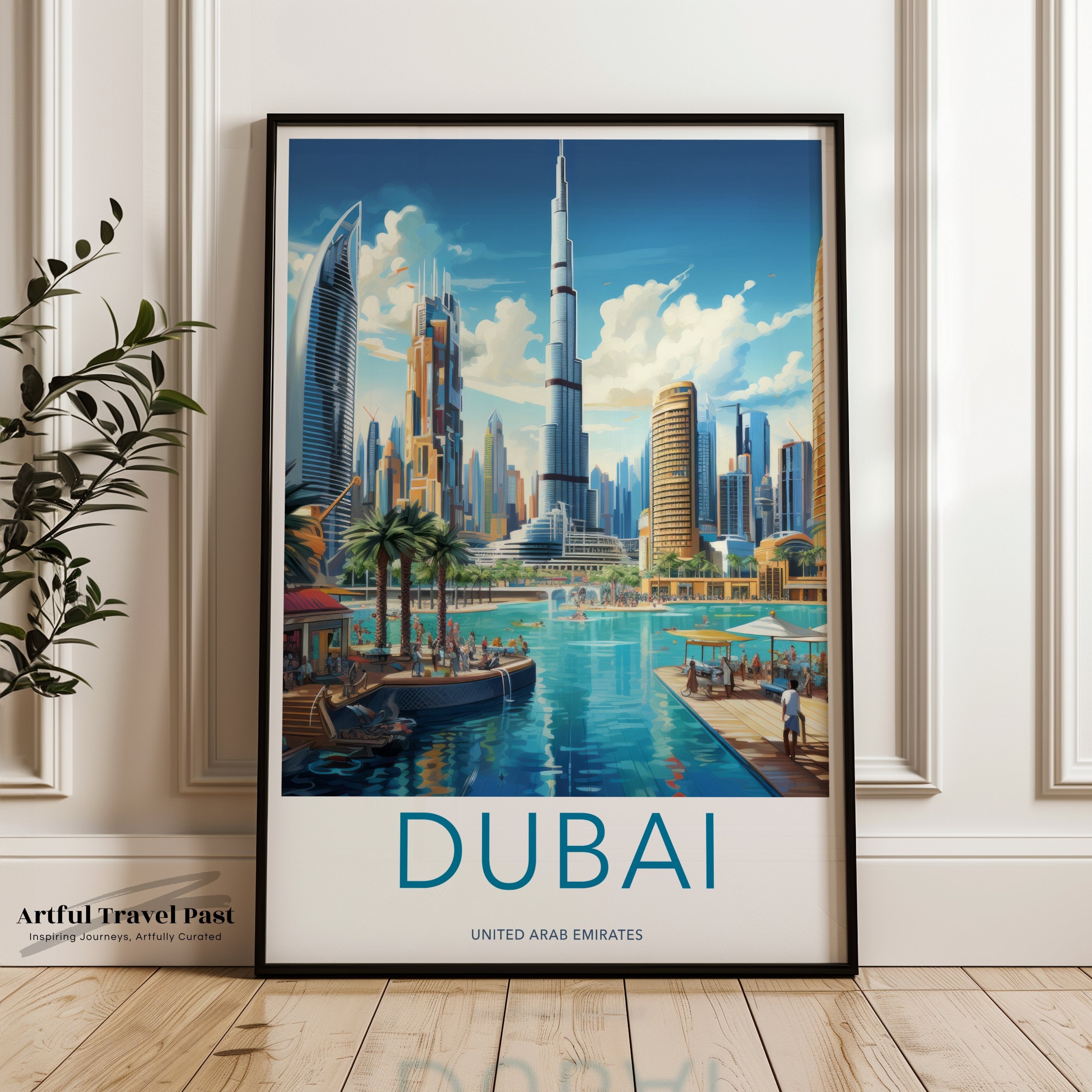 Dubai Skyline Art Print, Modern Cityscape Wall Art, Dubai Architecture Poster, Urban Landscape Artwork, Travel Souvenir Decor