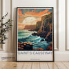 Giant's Causeway Wall Art Print, Northern Ireland Landmark, Sunset Ocean Cliffs, Irish Coastal Scenery, Home Décor, Travel Poster