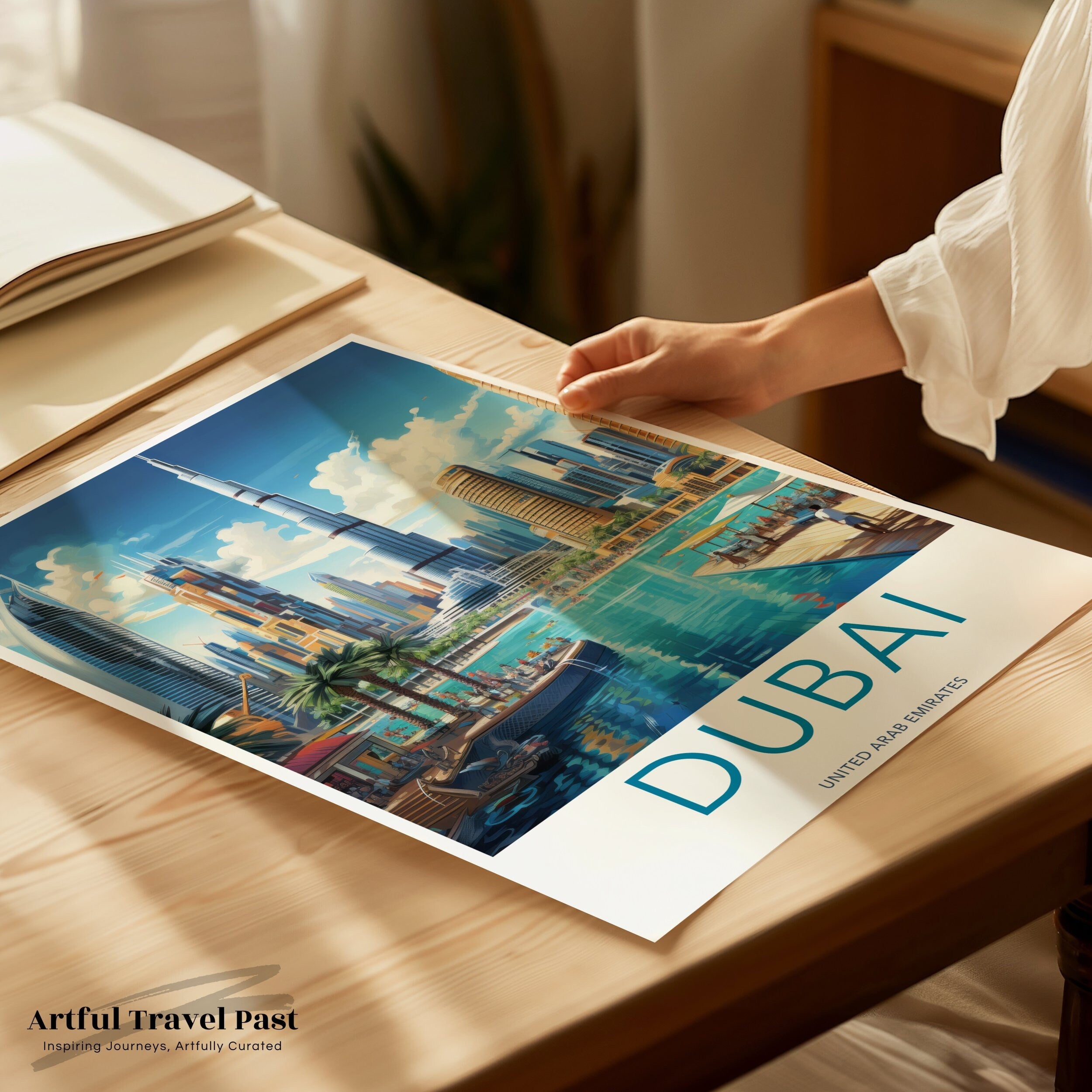 Dubai Skyline Art Print, Modern Cityscape Wall Art, Dubai Architecture Poster, Urban Landscape Artwork, Travel Souvenir Decor