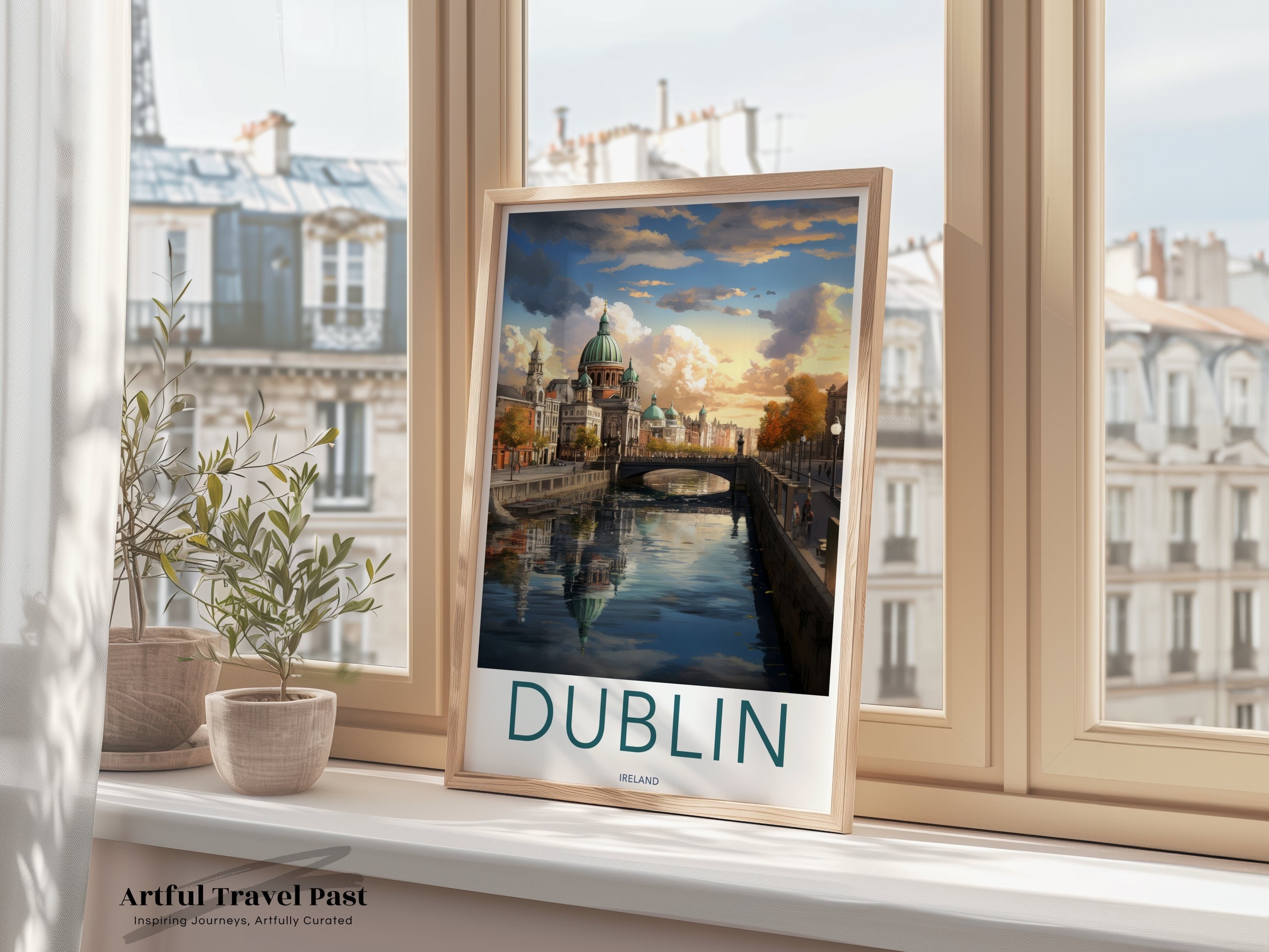 Dublin Wall Art Print, Vintage Dublin Poster, Ireland Cityscape, Historic Dublin Landmark, Home Decor, Travel Inspired Art