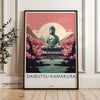 Daibutsu Kamakura Wall Art, Ancient Japanese Landmark, Cultural Decor, Historical Architecture Print, Nature and Heritage Art