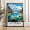 Jiuzhaigou Wall Art, Stunning Chinese Landscape Poster, Serene Alpine Lake Print, Vibrant Scenic View, Majestic Nature Artwork