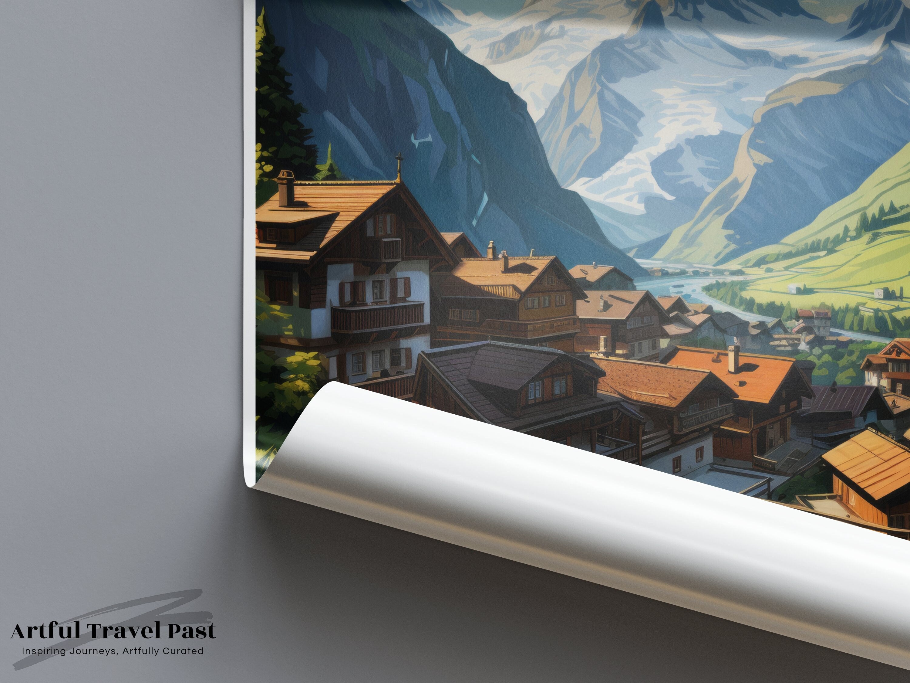 Stunning Gimmelwald Wall Art, Scenic Switzerland Landscape, Majestic Mountain View, Charming Alpine Village, Perfect Home Decor