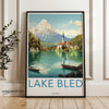 Lake Bled Wall Art Print, Slovenia Scenic View, European Travel Poster, Nature Illustration, Architecture Decor, Mountain Landscape