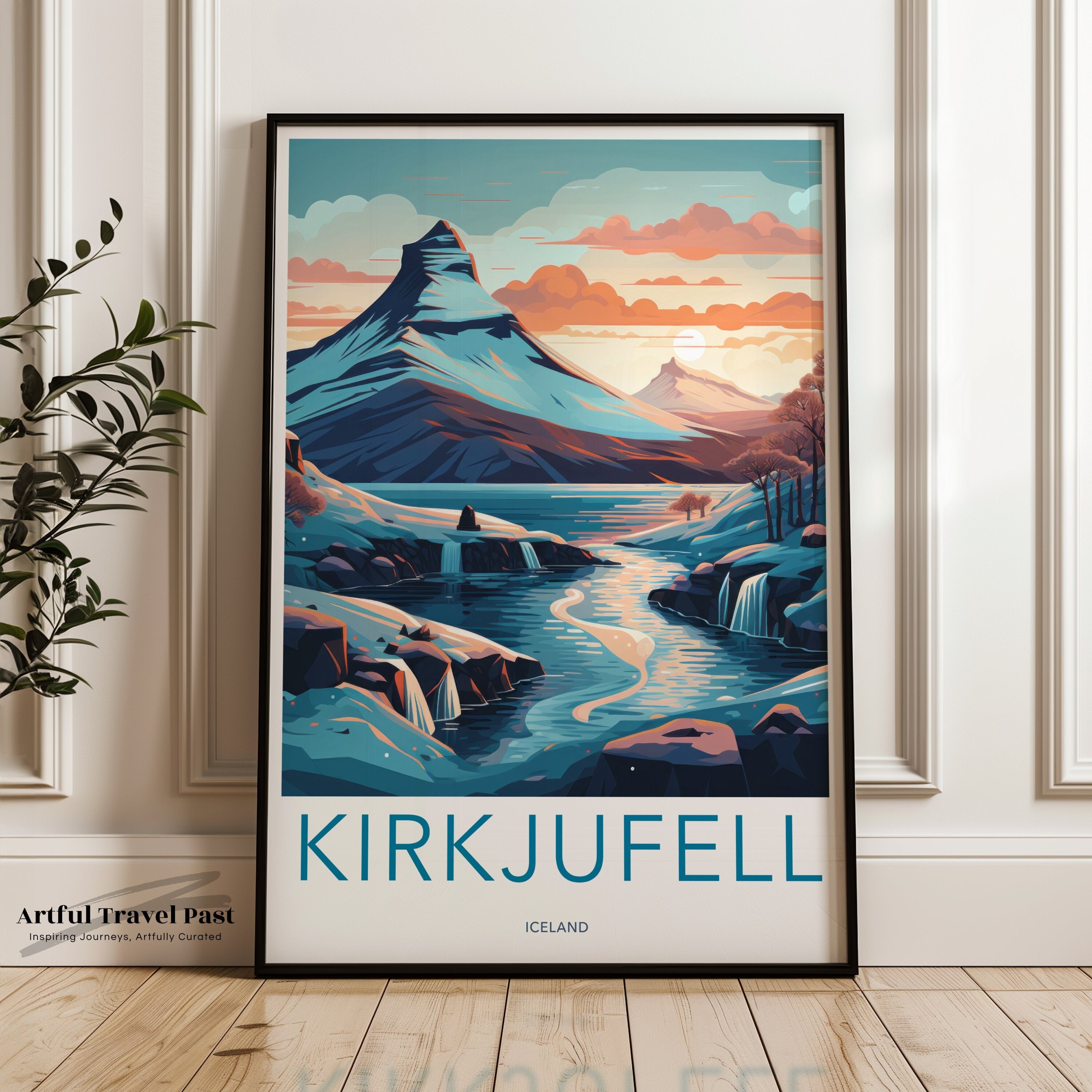 Kirkjufell Wall Art, Iceland Landscape Print, Mountain and Waterfall Decor, Nordic Scenery Poster, Nature Lover Gift