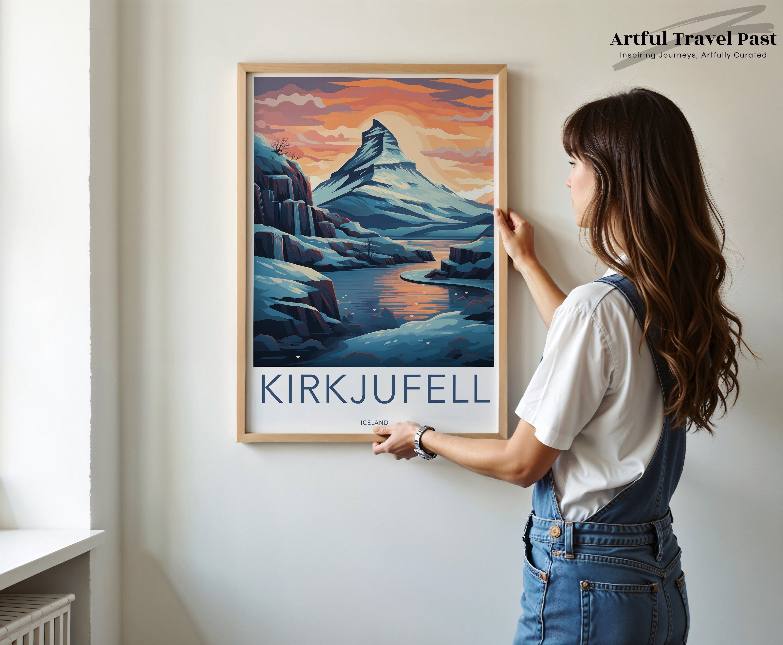 Kirkjufell Iceland Wall Art, Travel Poster, Mountain Sunrise Print, Nordic Landscape Artwork, Scenic Photography, Home Decor